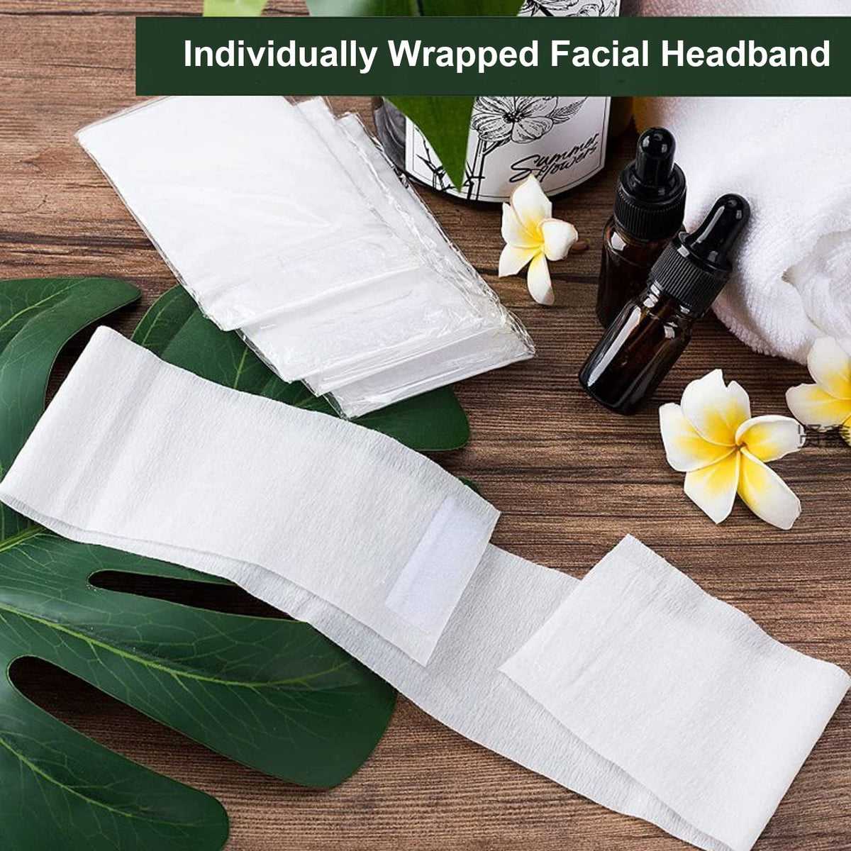 200 Piece Disposable Spa Facial Headbands with Adjustable - Merkaunis Official Imagery - 7