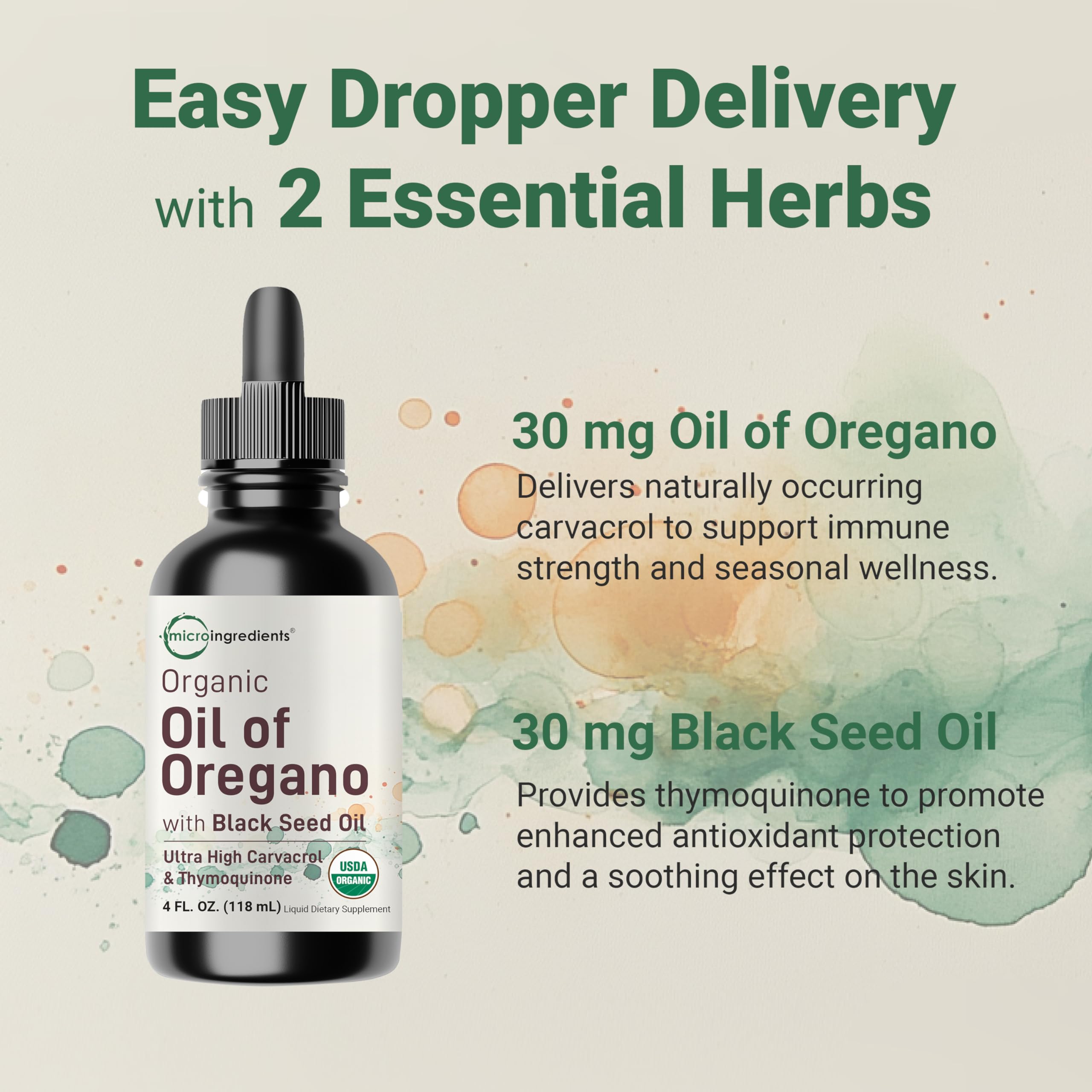 Organic Oil of Oregano & Black Seed Oil Drops | 2-Year Supply