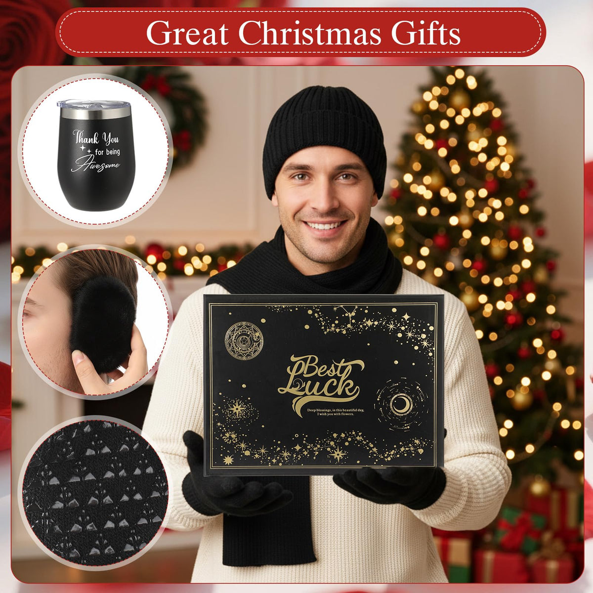 Patelai 10 Pcs Winter Gift Set for Men Scarf Beanie Gloves - Patelai Official Imagery - 7