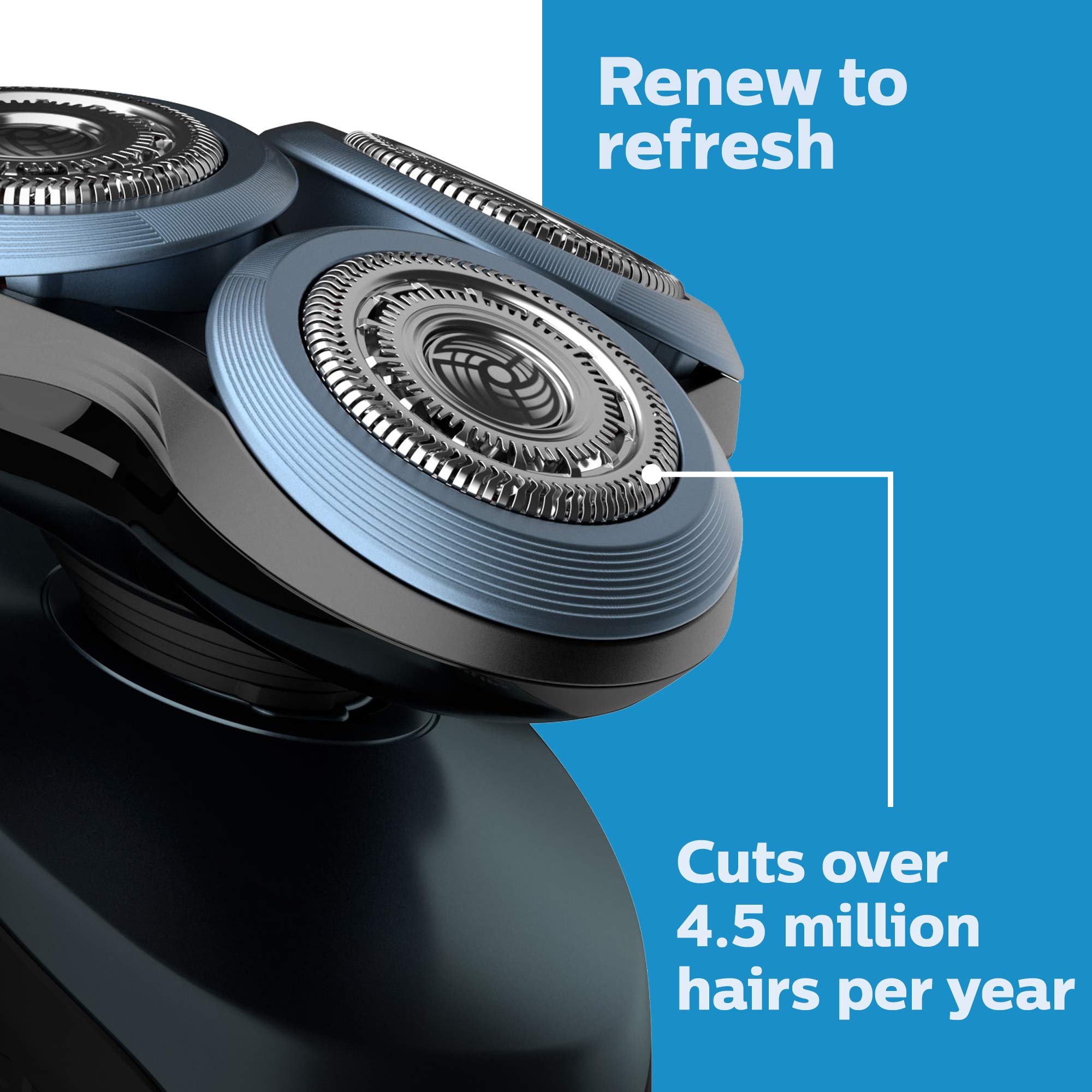 Three Philips Norelco SH60/72 replacement shaver heads for electric shavers, shown in a white background.