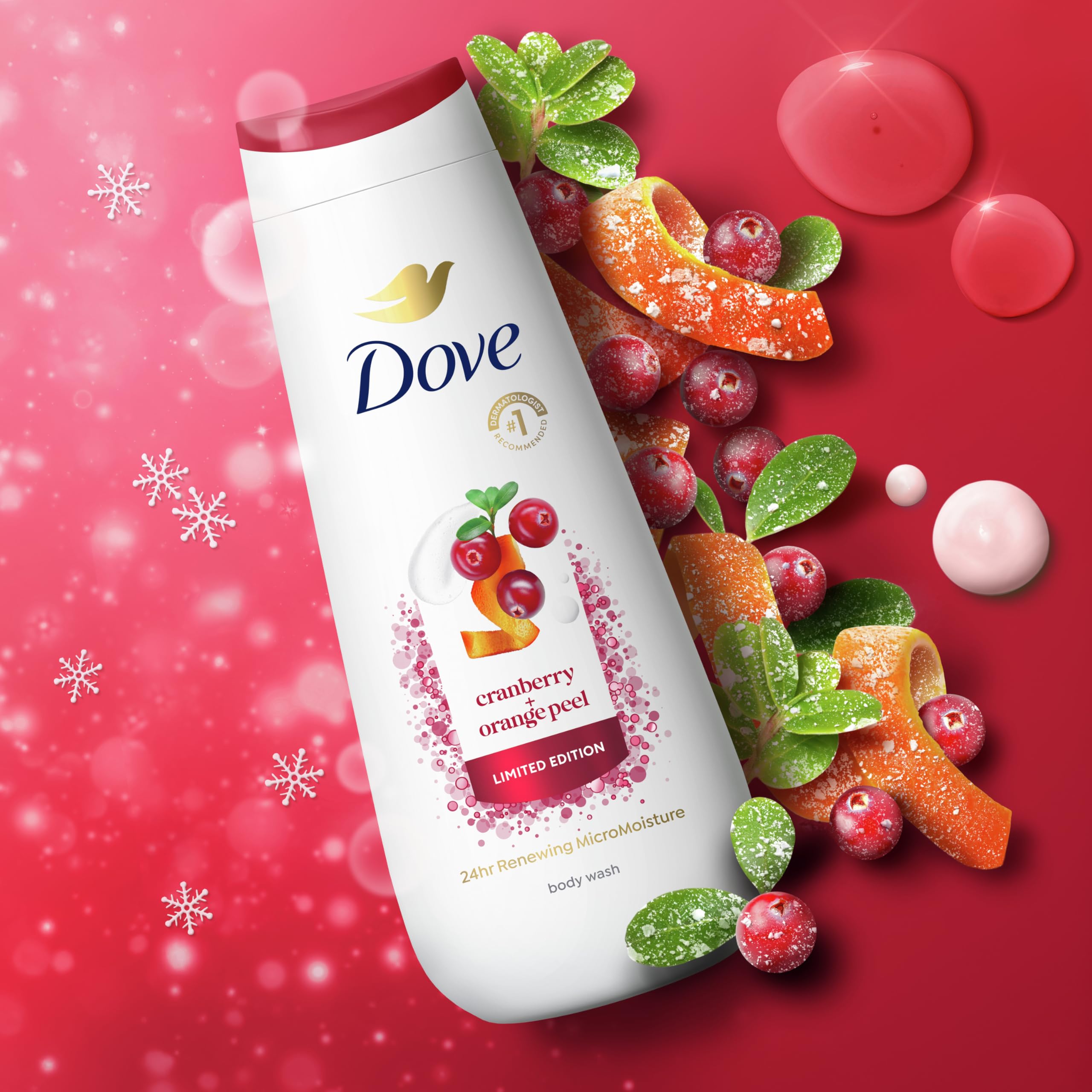 Dove body wash 3-pack with gentle skin cleansers featuring 24-hour Renewing MicroMoisture for healthy-looking skin