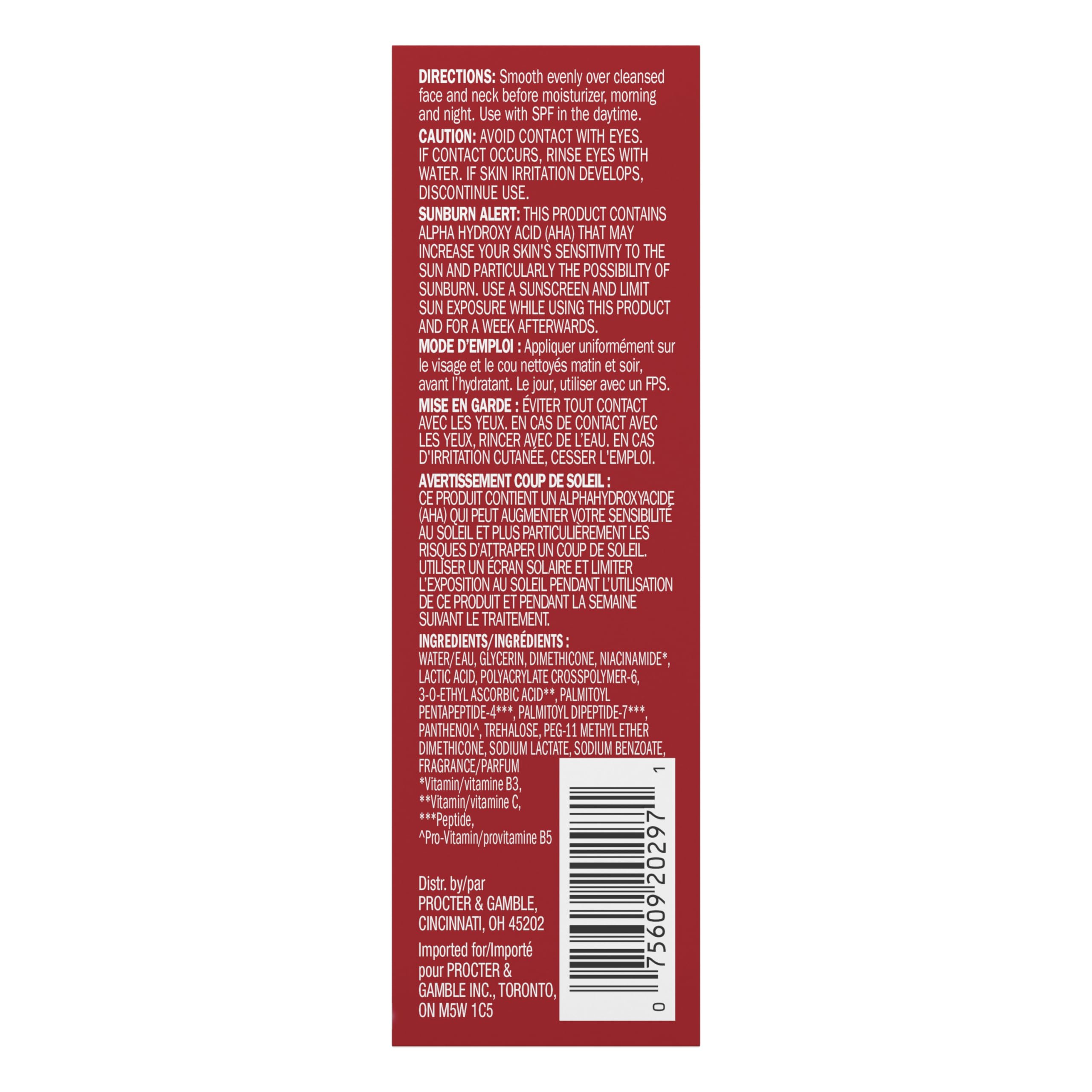 Olay Vitamin C Max Brightening Face Serum with peptides in a 1.3 fl oz bottle, featuring a dropper for glowing, radiant skin.