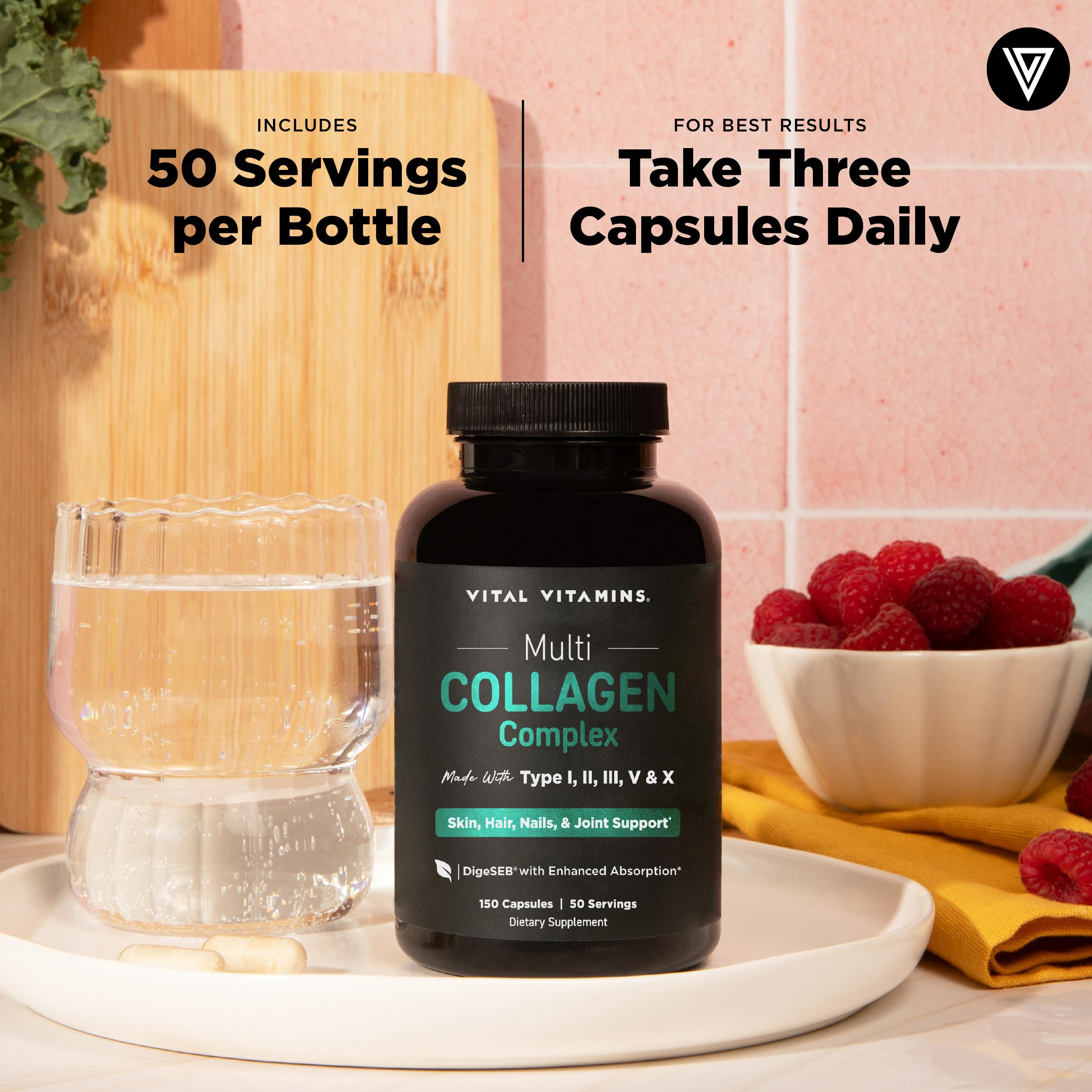Vital Vitamins Multi Collagen Peptides Complex for Women & Men, 150 Pills