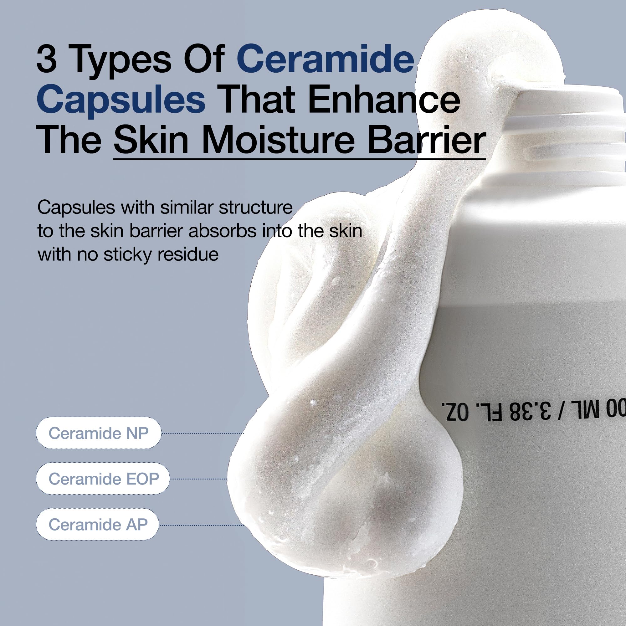 ANUA 3 Ceramide Panthenol Moisture Barrier Cream in 3.38 fl oz jar, showing the skincare moisturizer with a smooth, creamy texture.