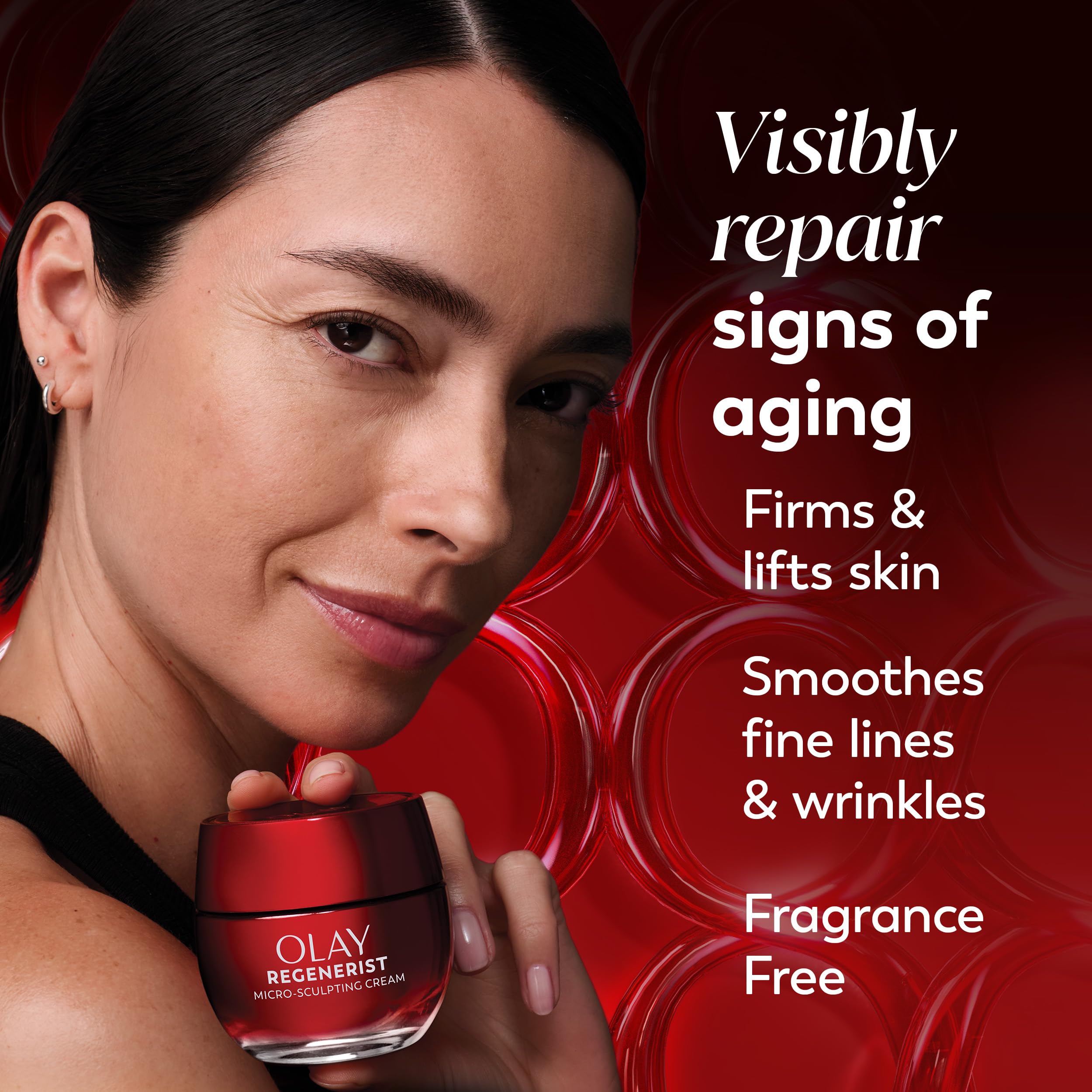Olay Regenerist Micro-Sculpting Cream moisturizer for women with triple collagen, peptides, hyaluronic acid, and niacinamide, 1.7oz