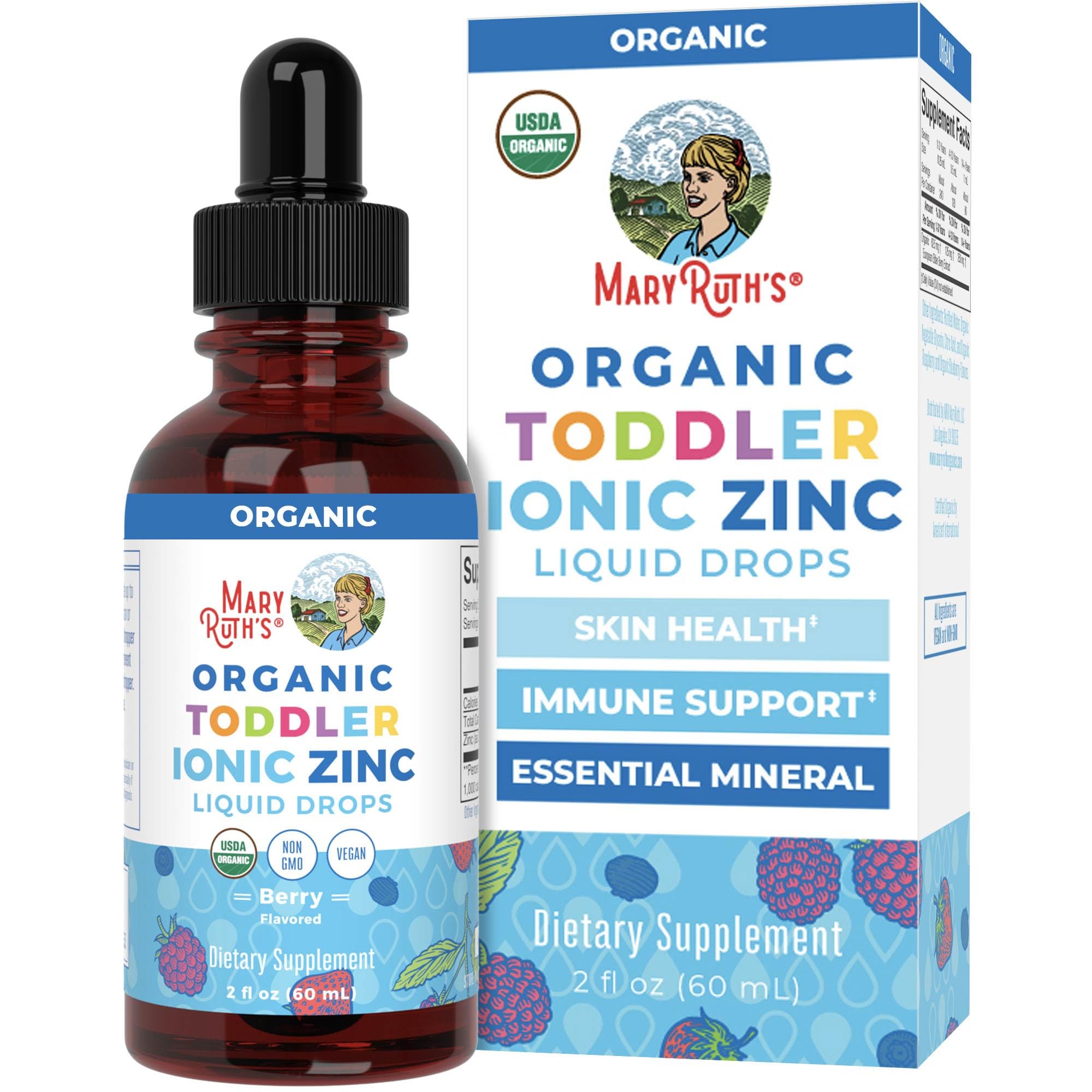 MaryRuth's Organic Toddler Zinc Liquid Drops, Berry Flavor, - Product Imagery