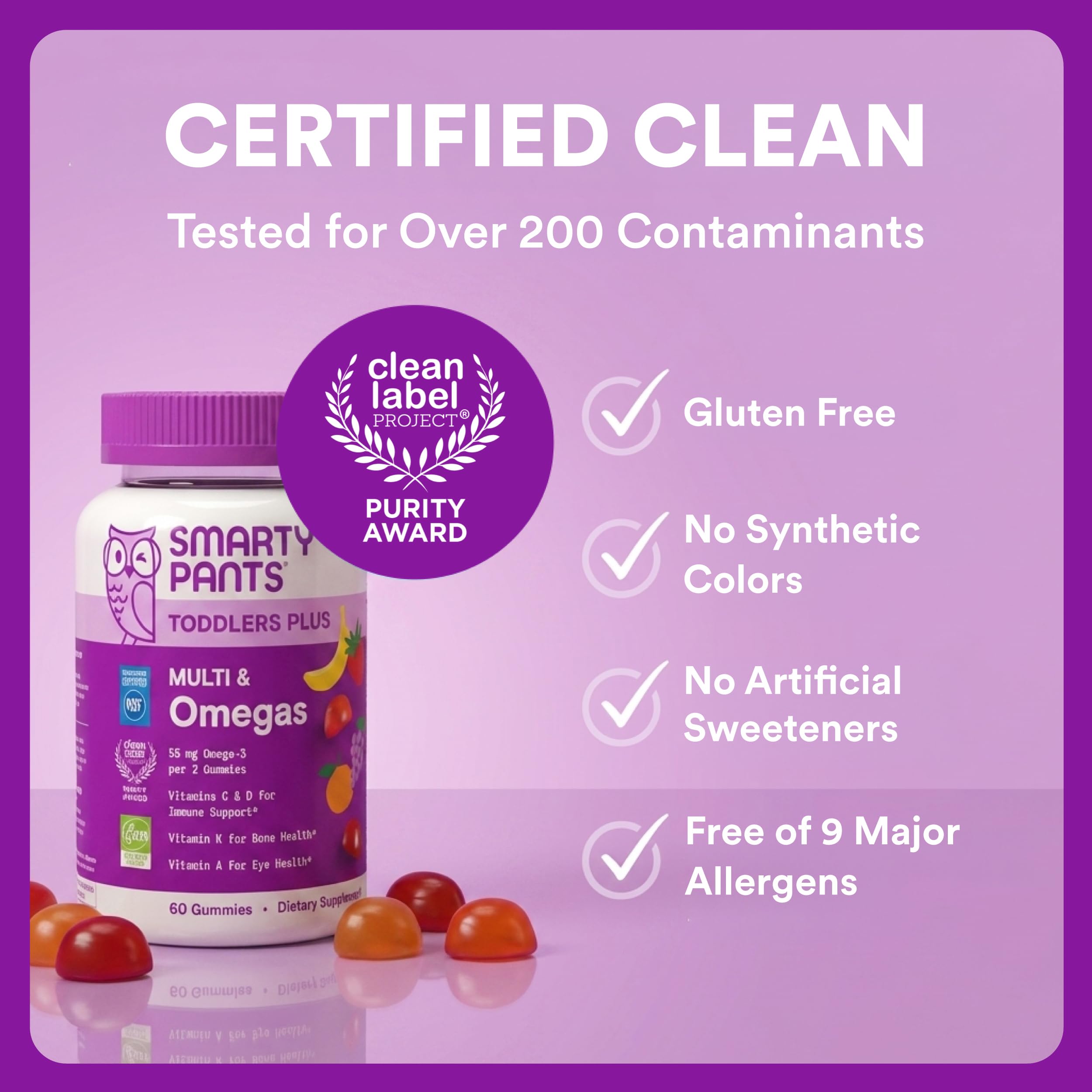 SmartyPants Toddler Multi & Omegas Gummy Vitamins 60ct