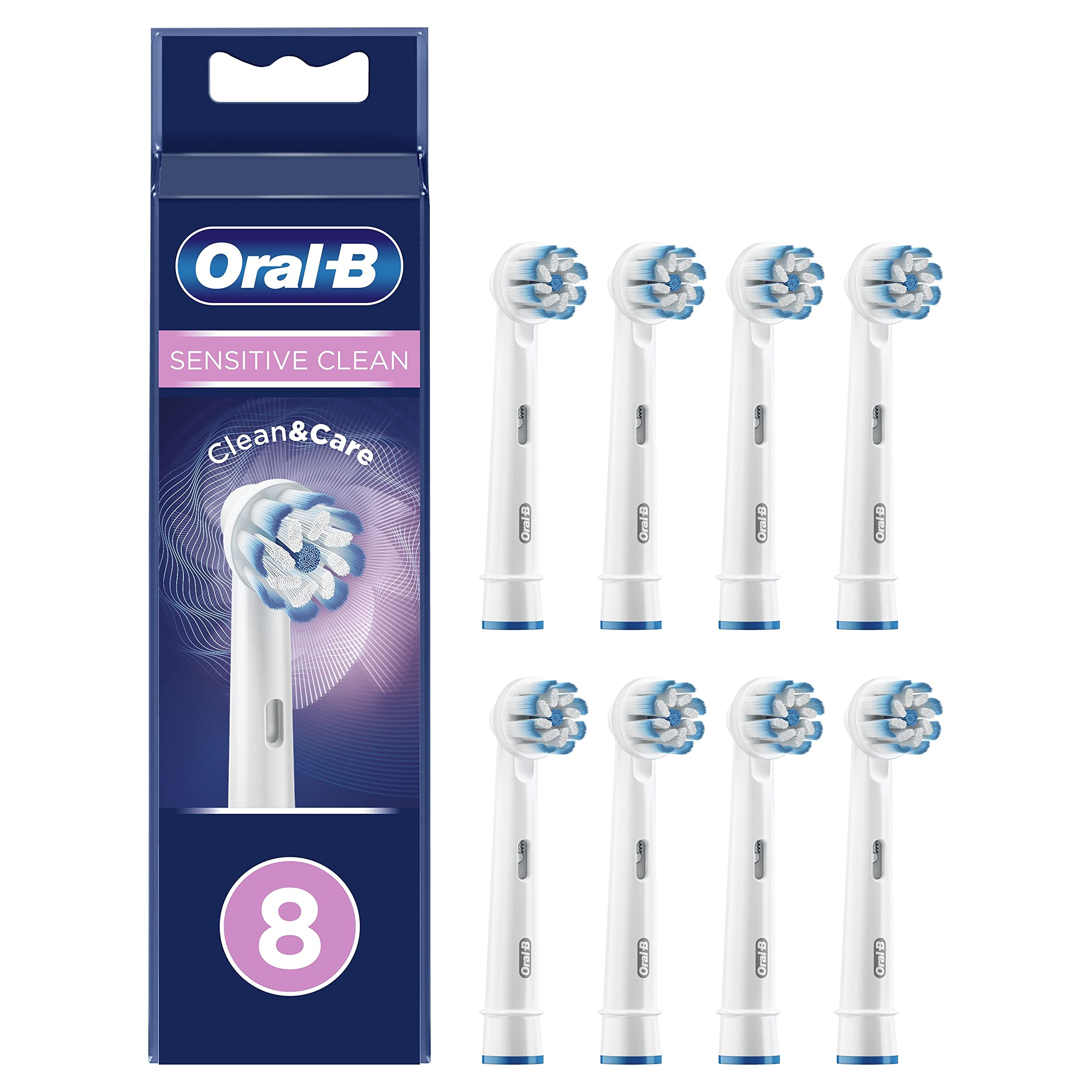 Oral-B Sensitive Clean Replacement Brush Heads x 8 Original - Product Imagery
