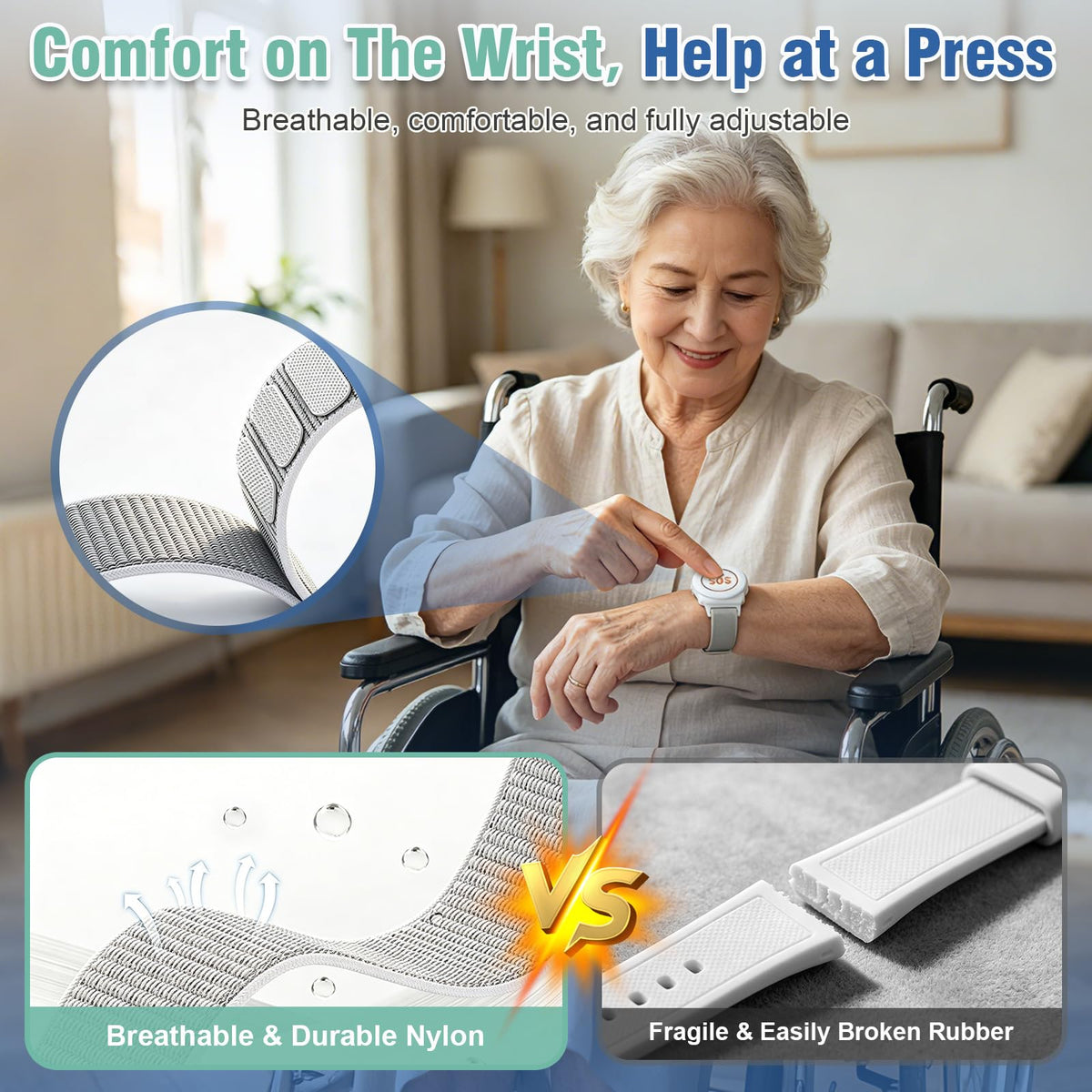 WiFi Caregiver Call Button Calls Phone 2Button 1 Wrist 1 - Daytech Official Imagery - 6