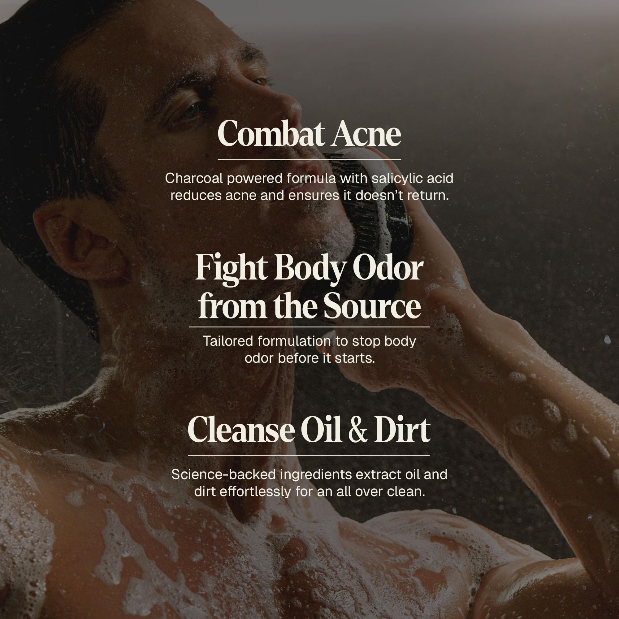 Black Wolf Salicylic Acid Body Wash for Men, acne-fighting skin cleaning agent in a 14 fl oz bottle, suitable for body and face.