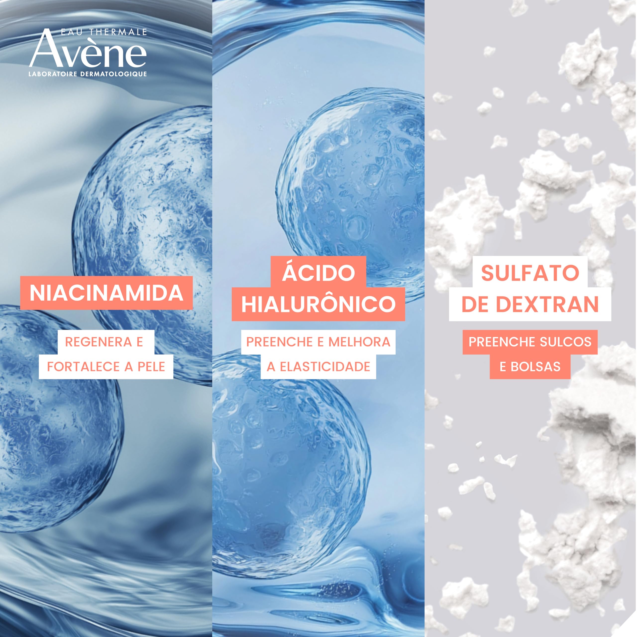 Eau Thermale Avène Hyaluron Activ B3 eye cream in a 1 fl oz tube, designed to hydrate and soothe the delicate eye area.