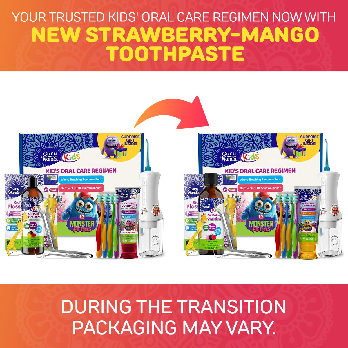 GuruNanda Kids Toothbrush Oil Pulling Mouthwash Floss - GuruNanda Official Imagery - 3