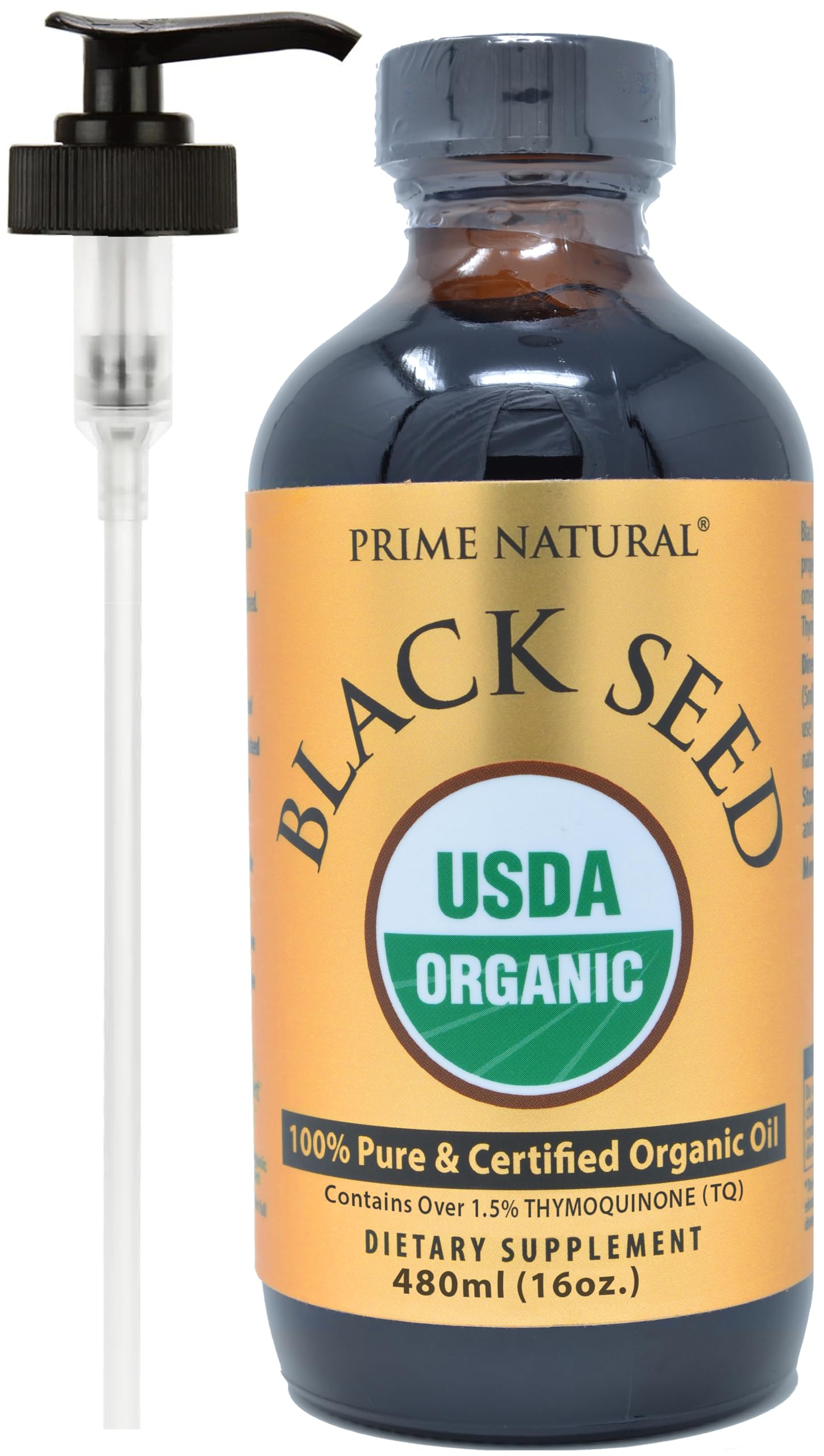PRIME NATURAL Organic Black Seed Oil Cold Pressed Black Cumin Seed Oil 16oz
