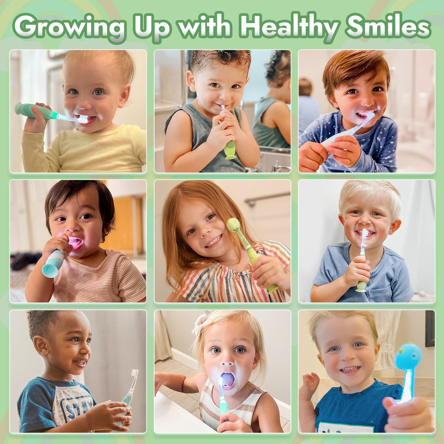Papablic Max Toddler Sonic Electric Toothbrush Dino LED