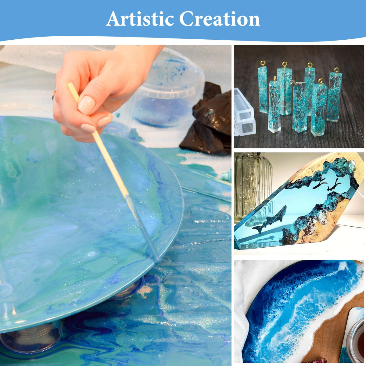 FUHITIM 1 Gallon Crystal Clear Epoxy Resin Kit, High-Glossy& No Bubbles, Art & Casting Resin with 16 Epoxy Resin Pigment