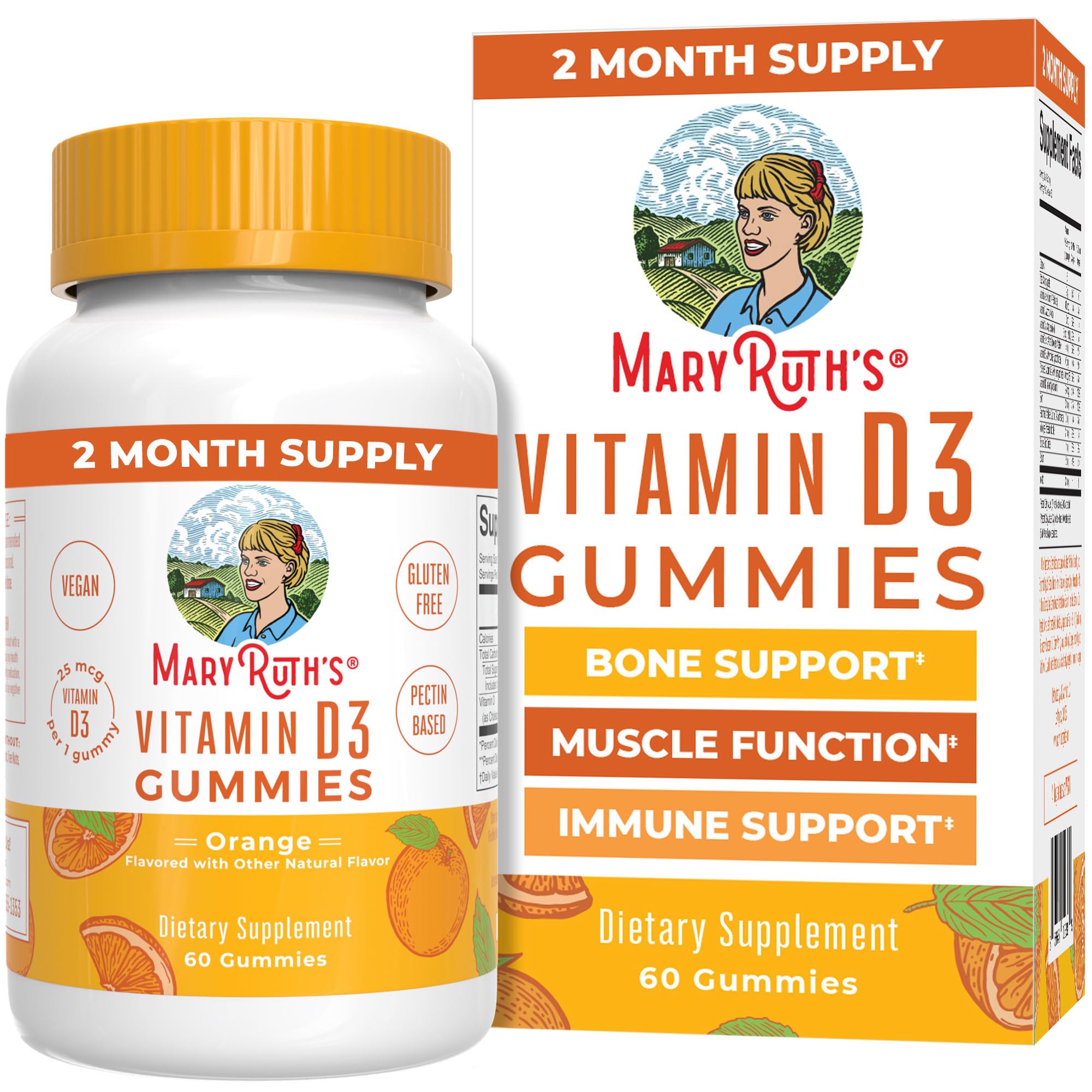 MARYRUTH'S Vitamin D3 Gummies, Adults & Kids Vitamin D, 60 - Product Imagery