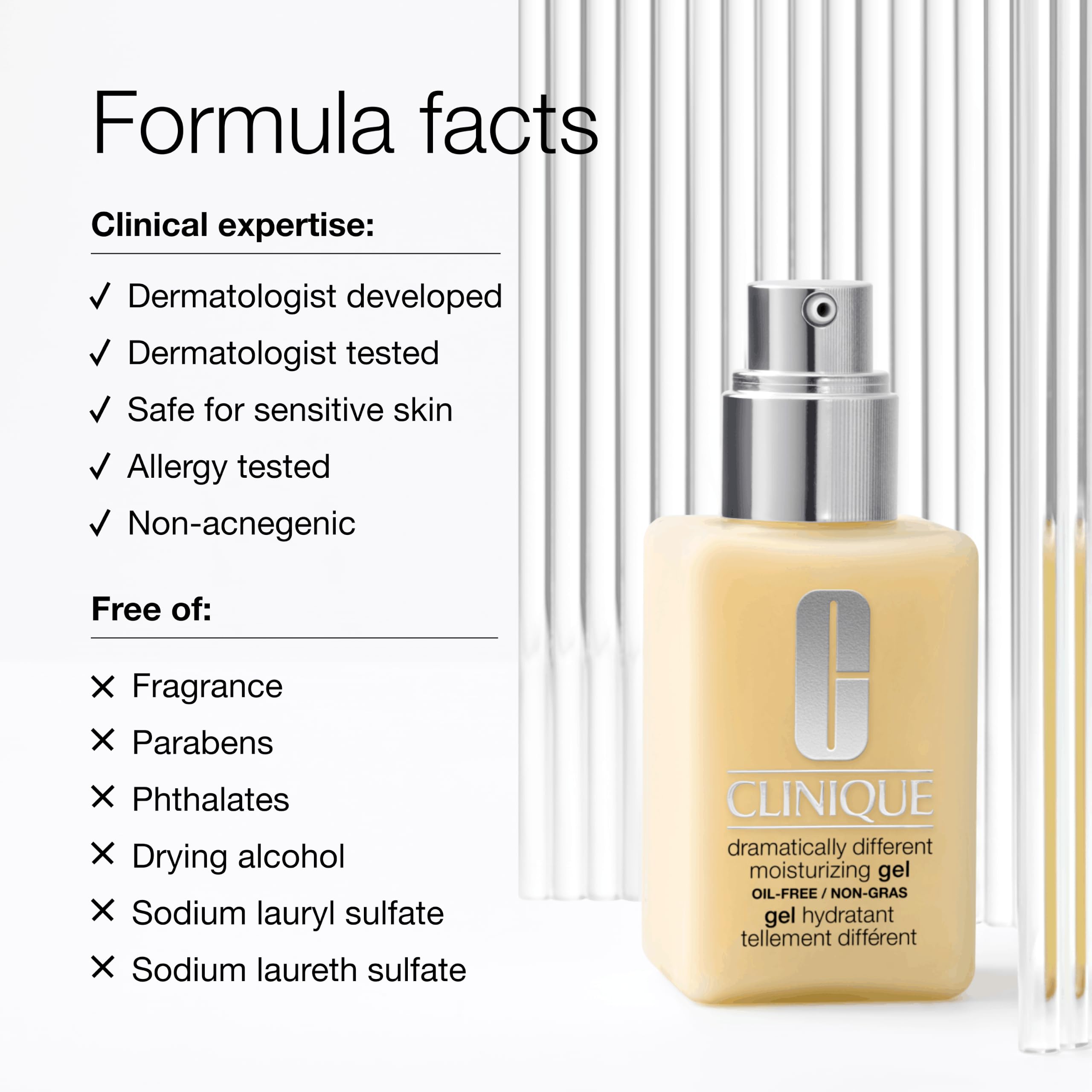 Clinique Dramatically Different Moisturizing Gel, oil-free face moisturizer for oily and combination skin, 6.7 fl oz bottle.