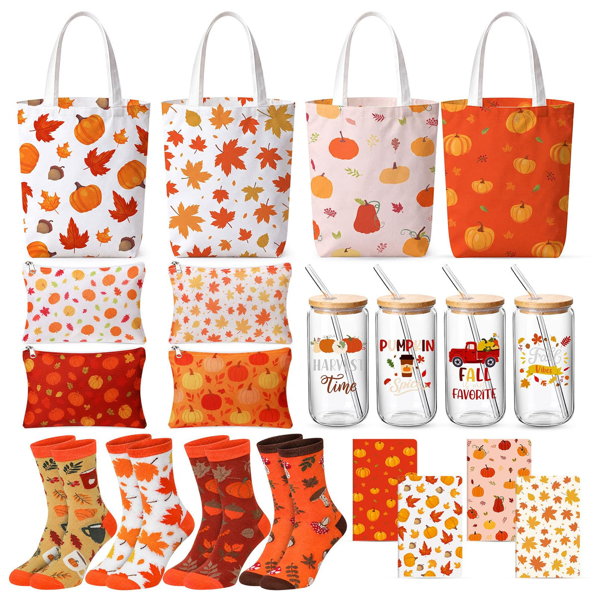 Geiserailie 20 Pcs Fall Thanksgiving Gift Set Tote Cosmetic - Geiserailie Official Imagery - 1