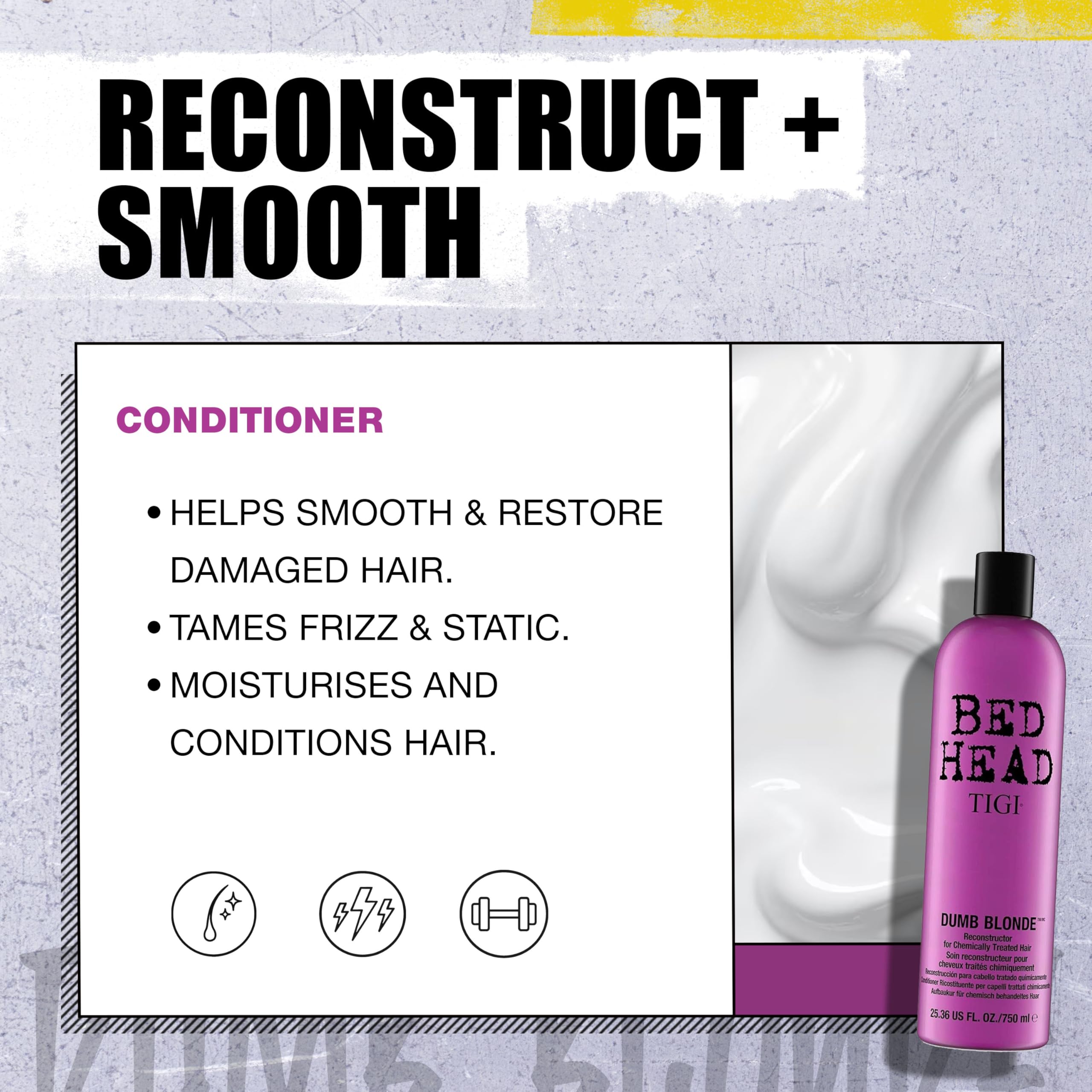 Bed Head by TIGI Dumb Blonde Restoring Shampoo and Conditioner Duo for Damaged Blonde Hair, 25.36 fl oz