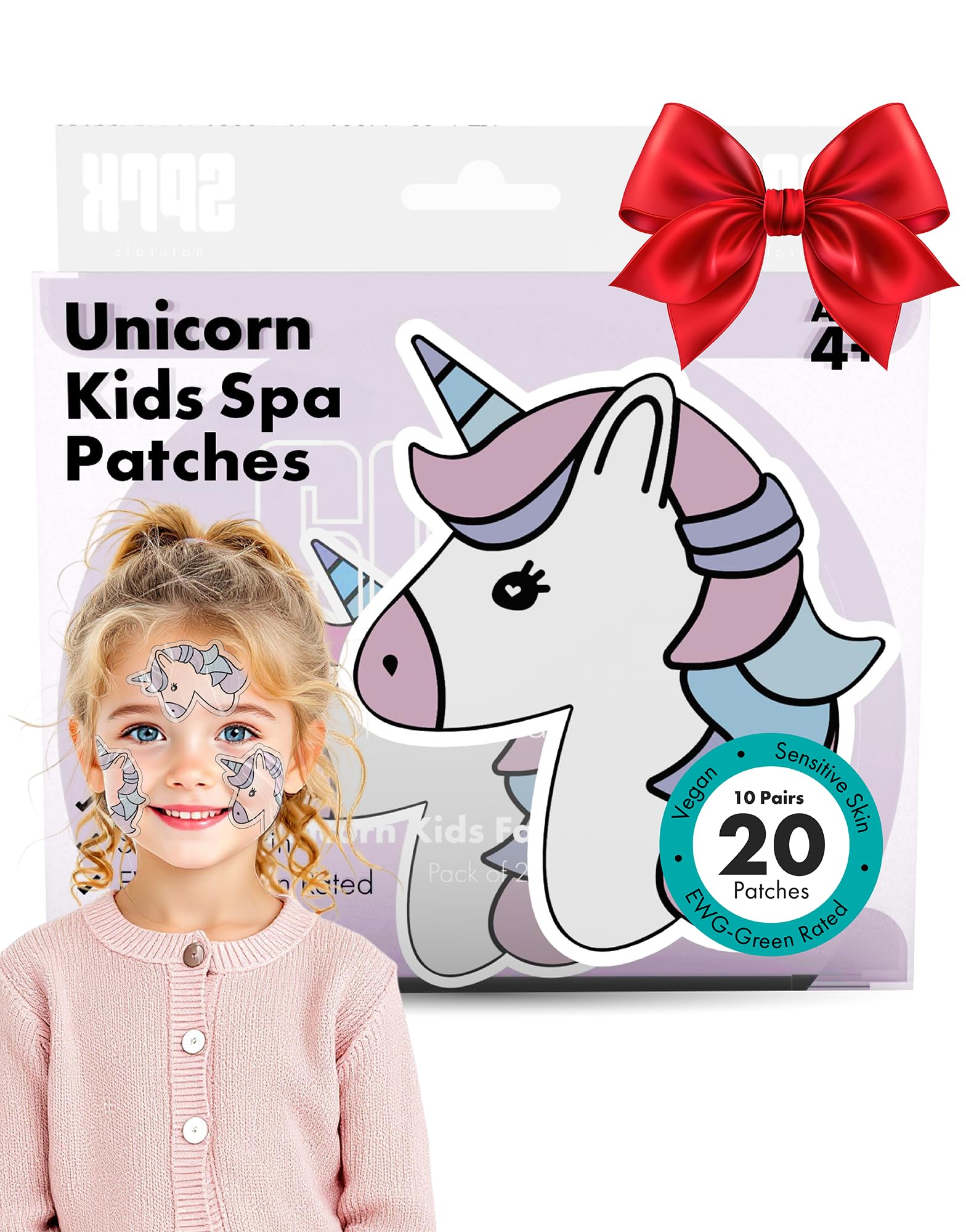 Kids Face Mask Spa Set, 20 Unicorn Patches for Sleepover & Spa - Product Imagery