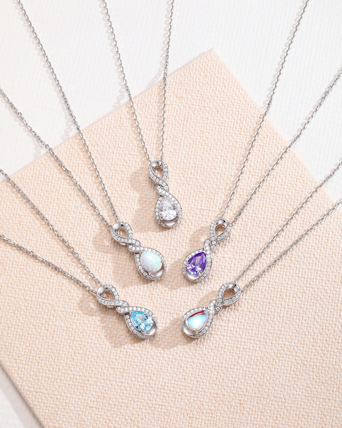 FANCIME Infinity Embrace Teardrop Birthstone Necklace for Women – full view, size Medium