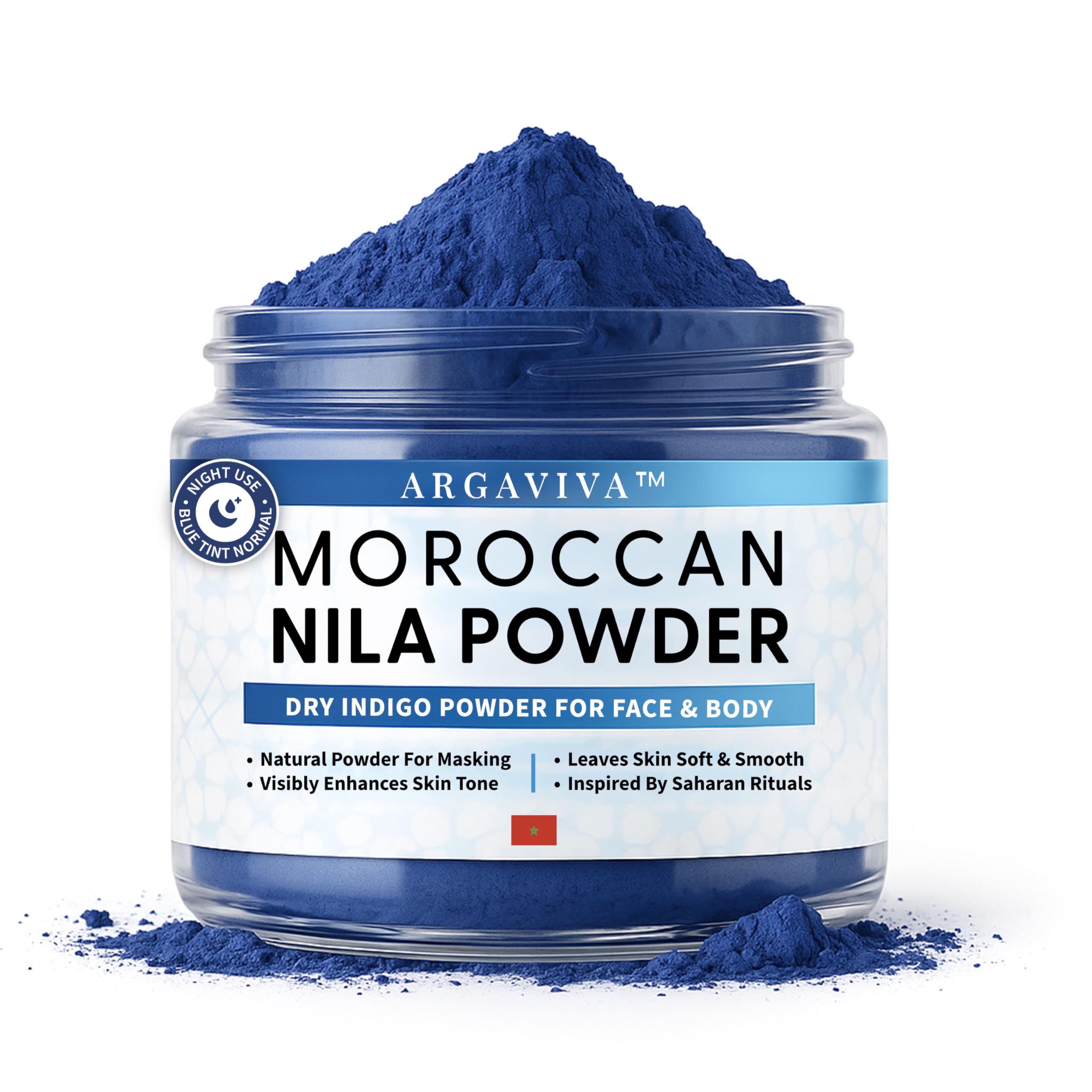 Moroccan Nila Powder – Natural Blue Clay Mask for Face, Body & - Product Imagery