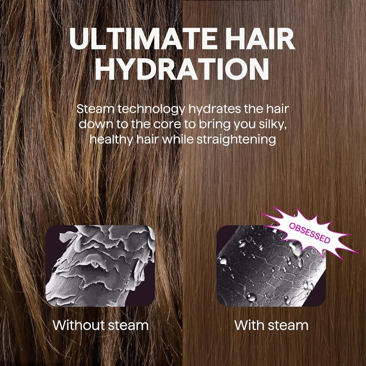 Cross-Border Popular 3-in-1 Cold Mist Straight Clip steam Clip Hair Straightener widening Hair Care Long-Lasting Styling