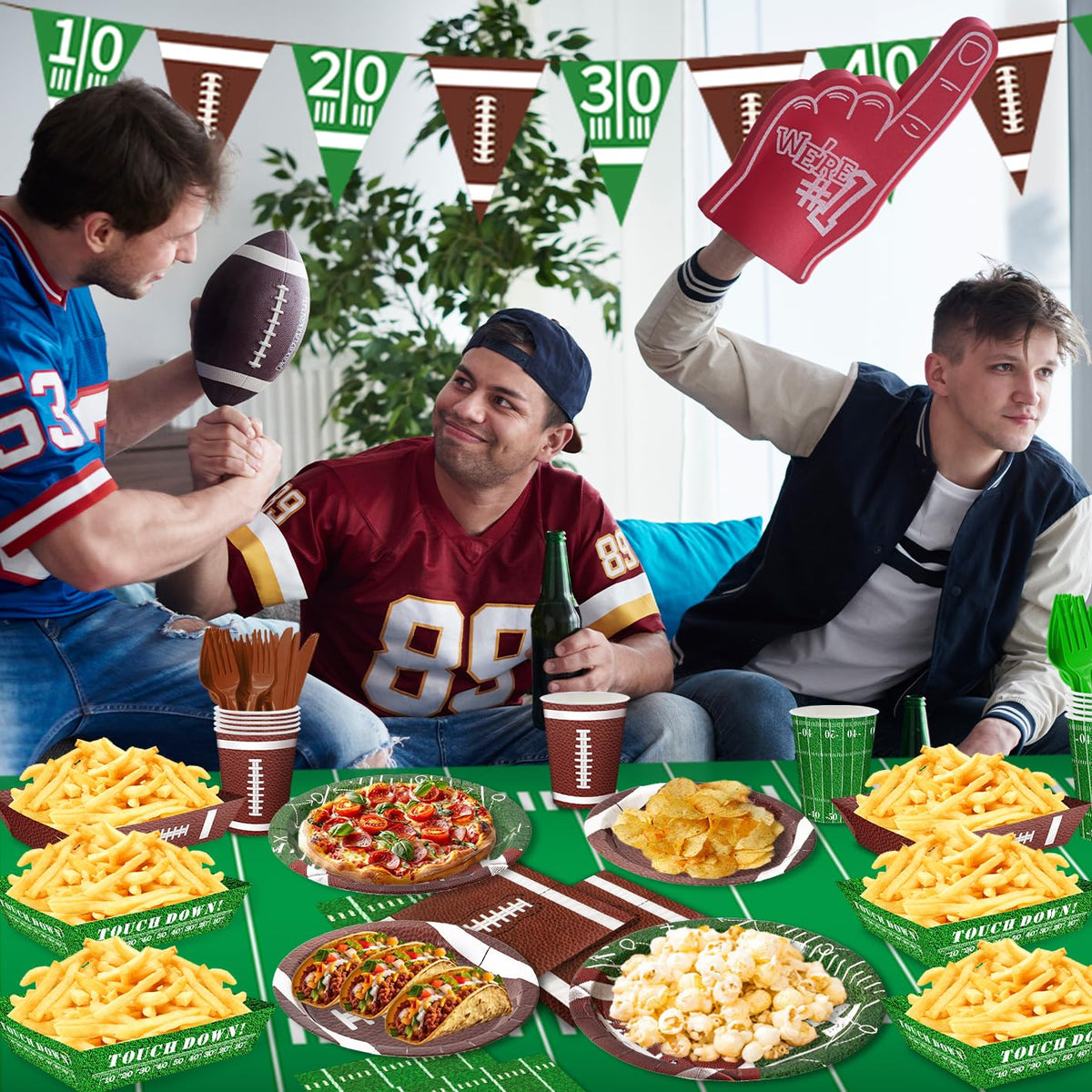 Actilize Football Party Decorations - Football Party Supplies Kit for 24 – Football, Paper