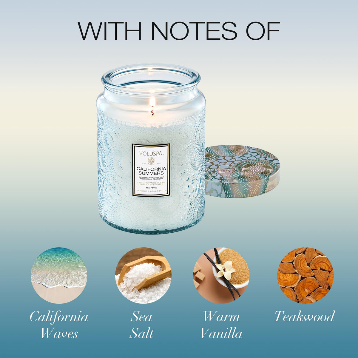 Voluspa California Summers Large Scented Candle Jar 18 Oz - Premium Selection Official Imagery - 4
