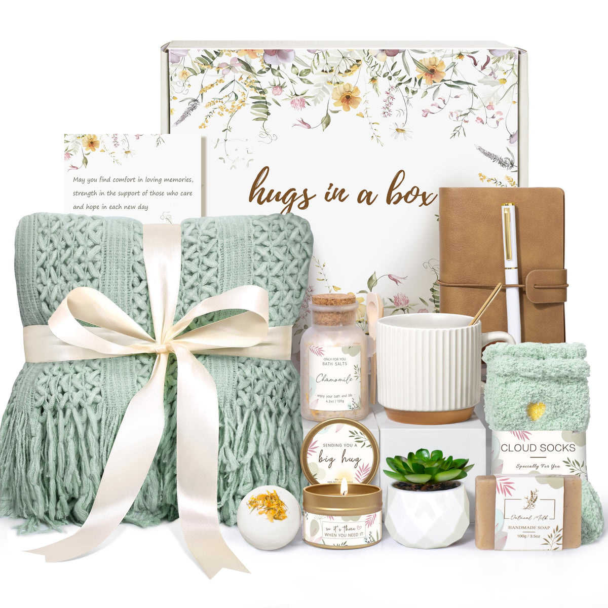 Lepiche Gifts for Women Get Well Soon Self Care Package Box Sending Hug Baskets – Light Green, Polyester, 50x66 inches