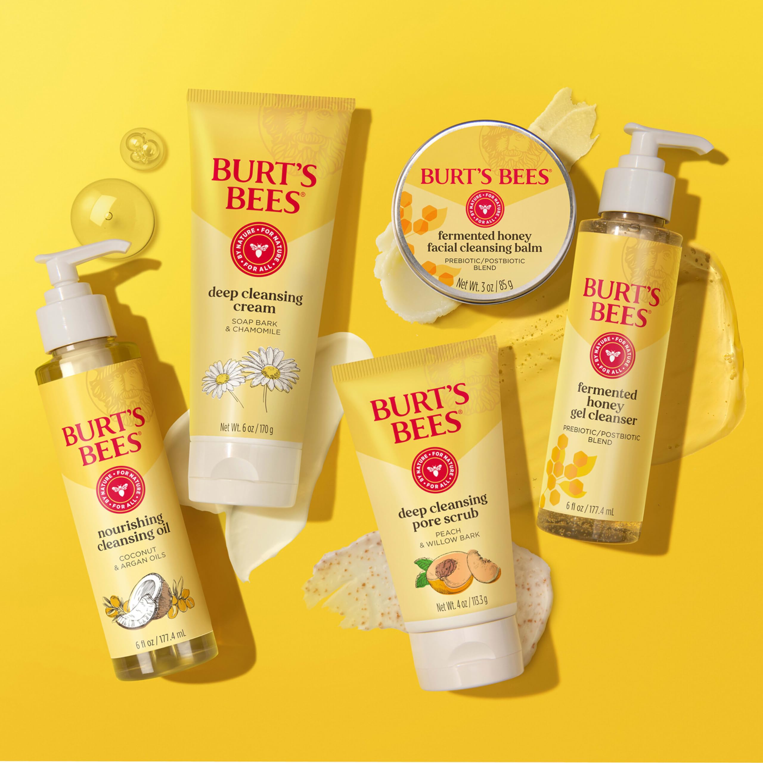 Burt's Bees deep facial cleansing cream with chamomile in 6-ounce bottles, natural skin cleaner, pack of 3, packaging may vary.