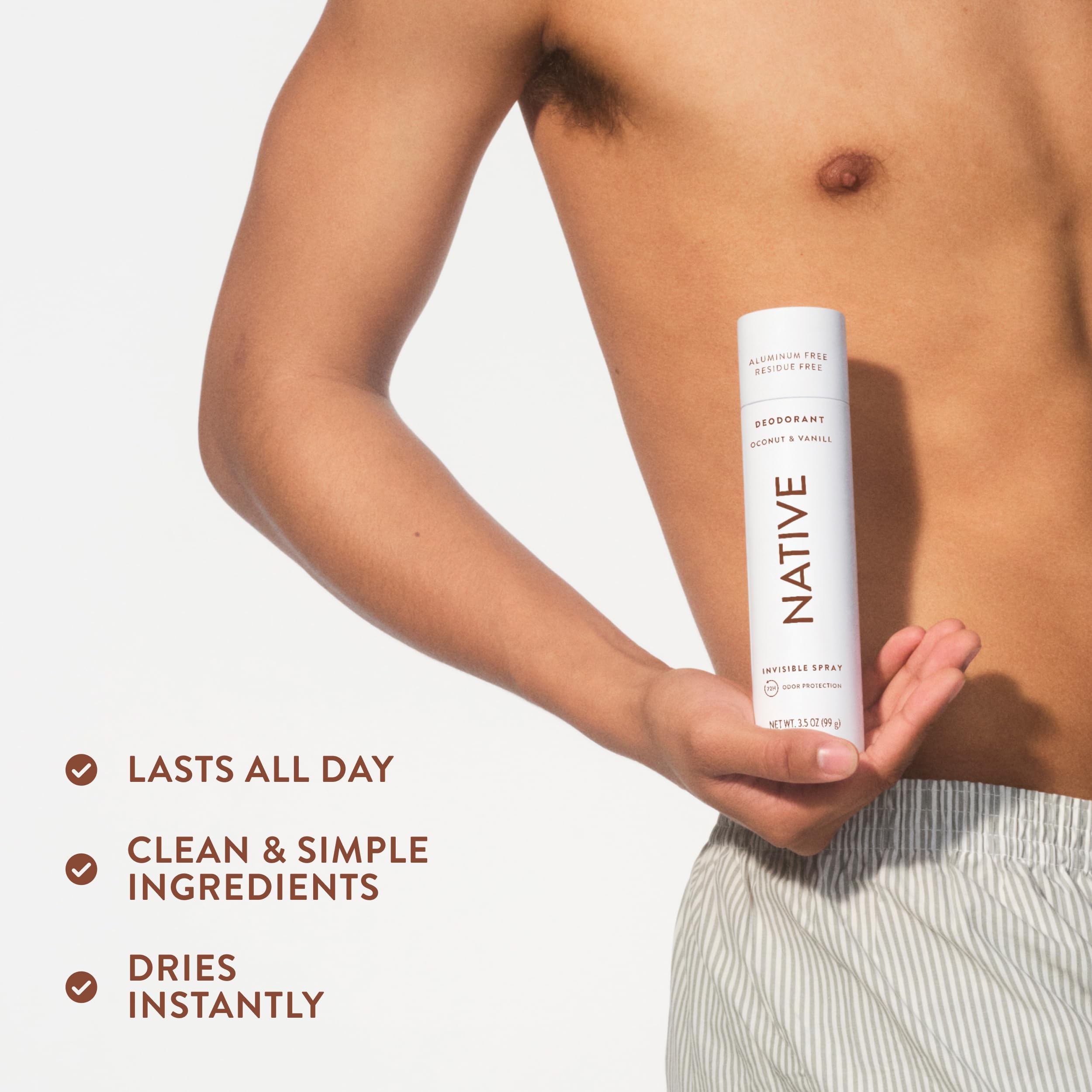 Native aluminum-free deodorant body spray in coconut vanilla scent, 3.5oz bottle, natural fragrance for fresh, odor-free skin.