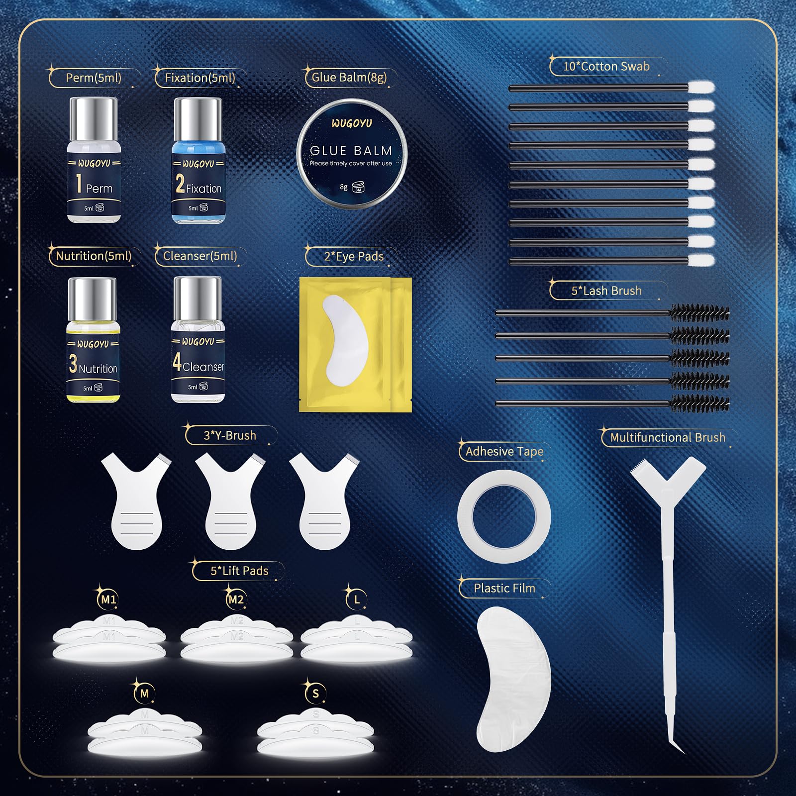 WUGOYU lash lift and eyebrow lamination kit with eyelash perm kit, professional 2-in-1 beauty set for salon or home use.