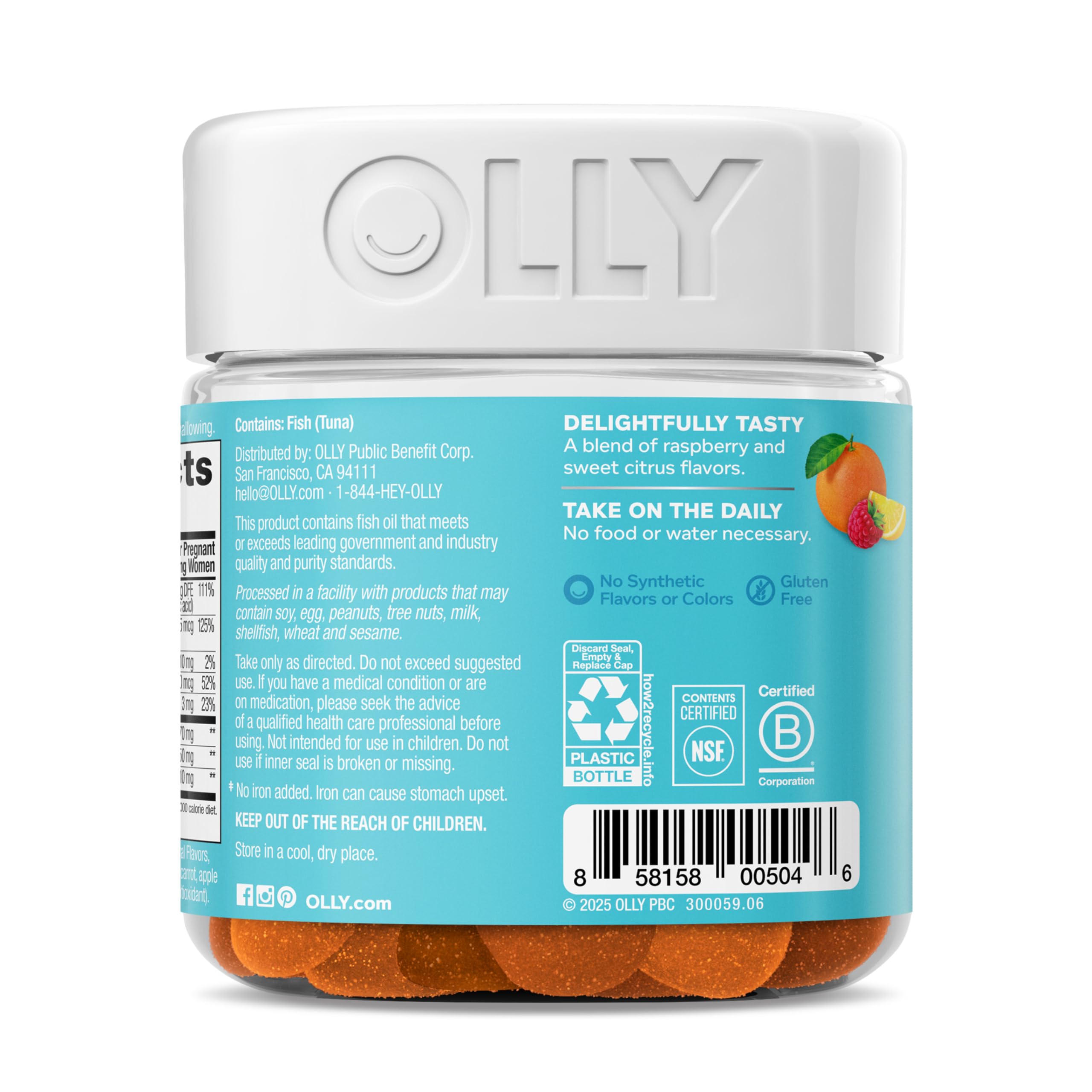 OLLY Prenatal Multivitamin Gummy bottle with 60 gummies, daily multivitamin for expecting moms and their babies.