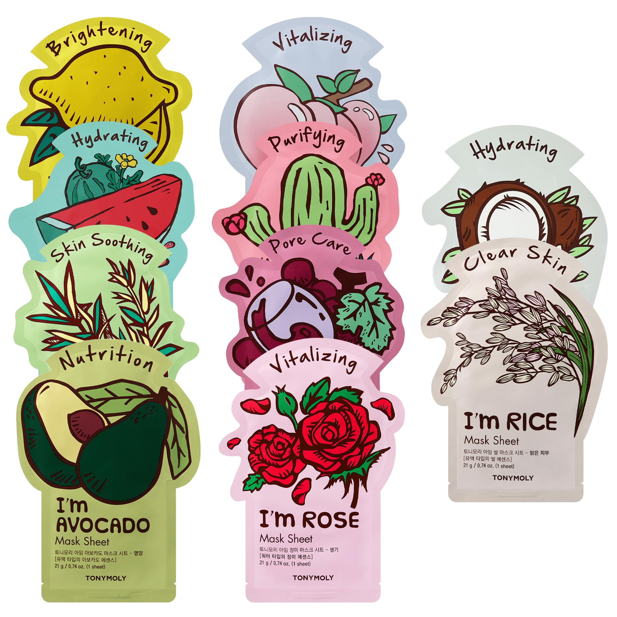 TONYMOLY I'm Face Sheet Masks - Hydrating & Soothing Korean - Product Imagery