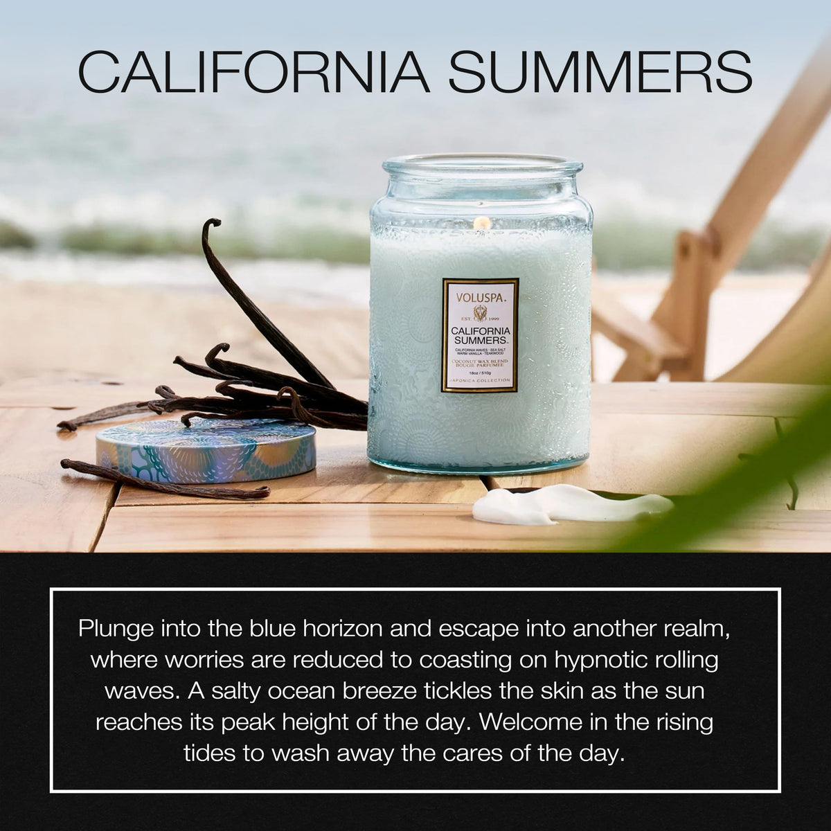 Voluspa California Summers Large Scented Candle Jar 18 Oz - Premium Selection Official Imagery - 3