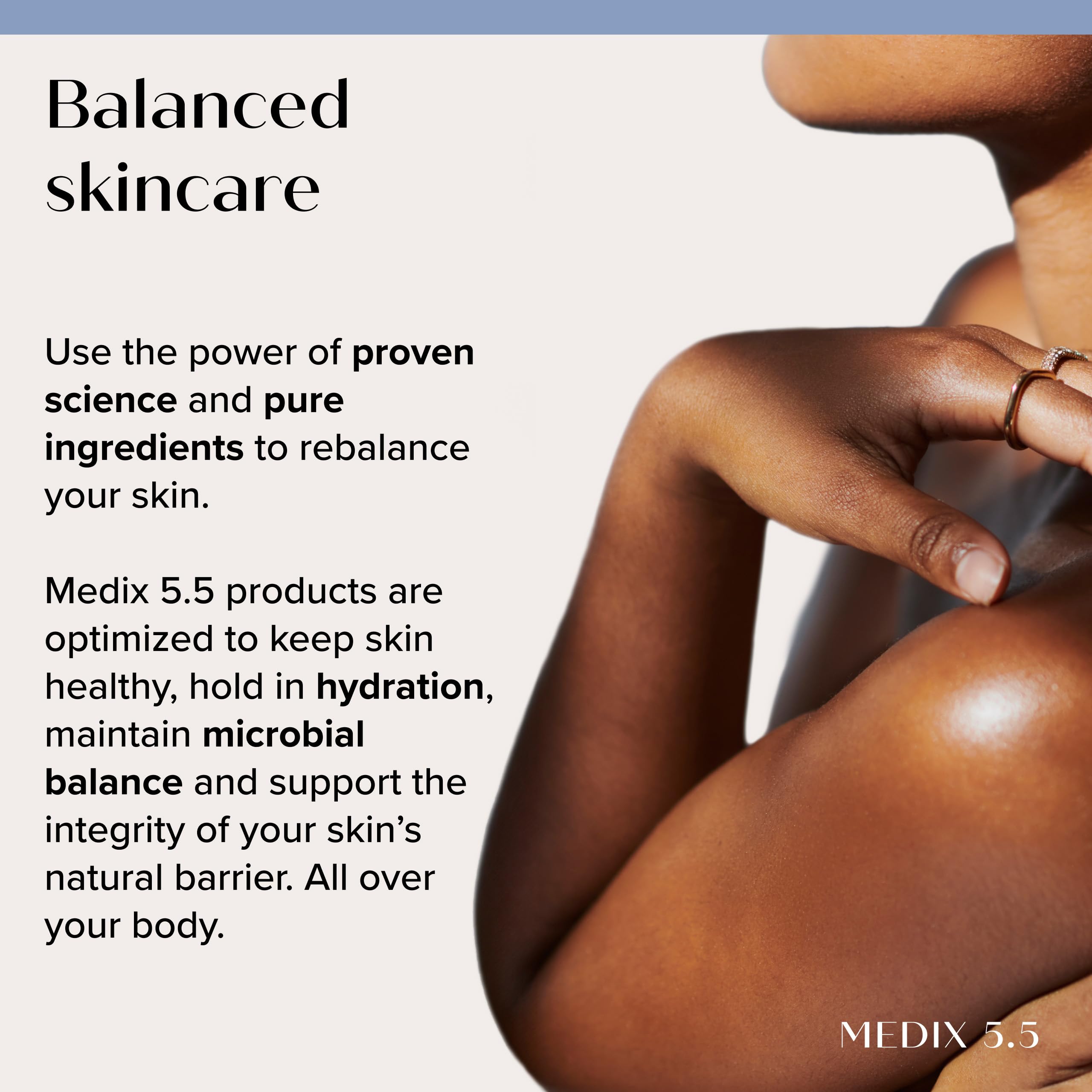 Medix 5.5 fragrance-free retinol face and body moisturizer in a 15 oz bottle, visibly smooths crepey skin, wrinkles, and fine lines.
