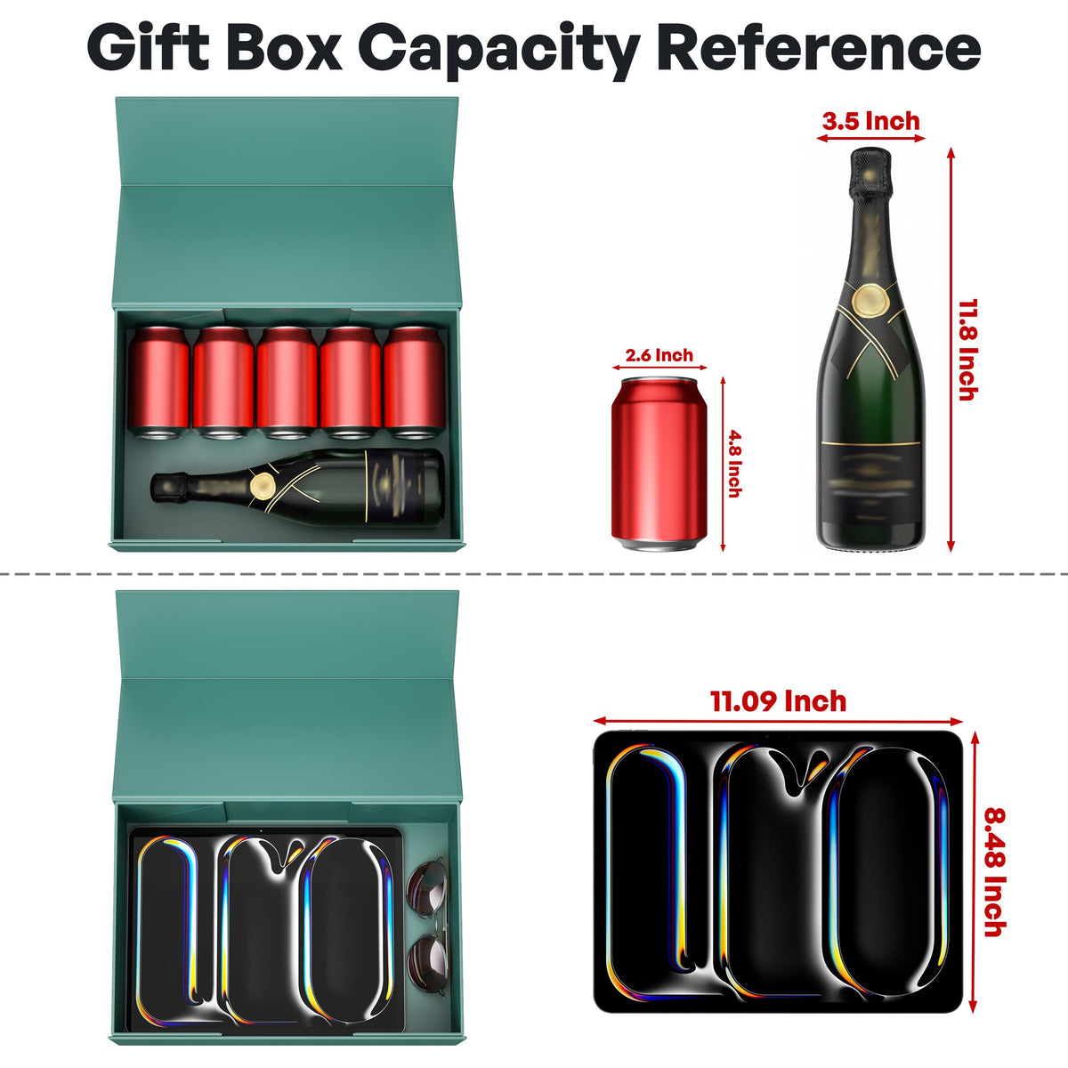 RYDDOY 5 Pack Green Gift Box 13 8x9 5x4 3 Large Gift Boxes - RYDDOY Official Imagery - 5
