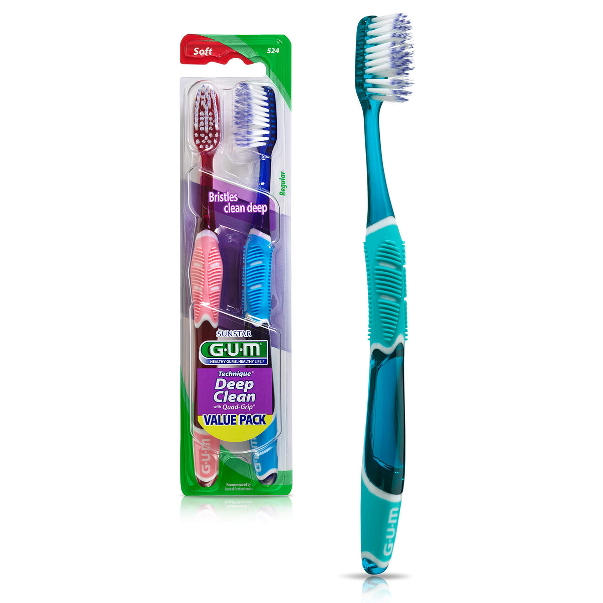 GUM Deep Clean Technique Soft Toothbrush, Compact Head, 2 Count (6 Pack) – product photo (Manual Toothbrushes)