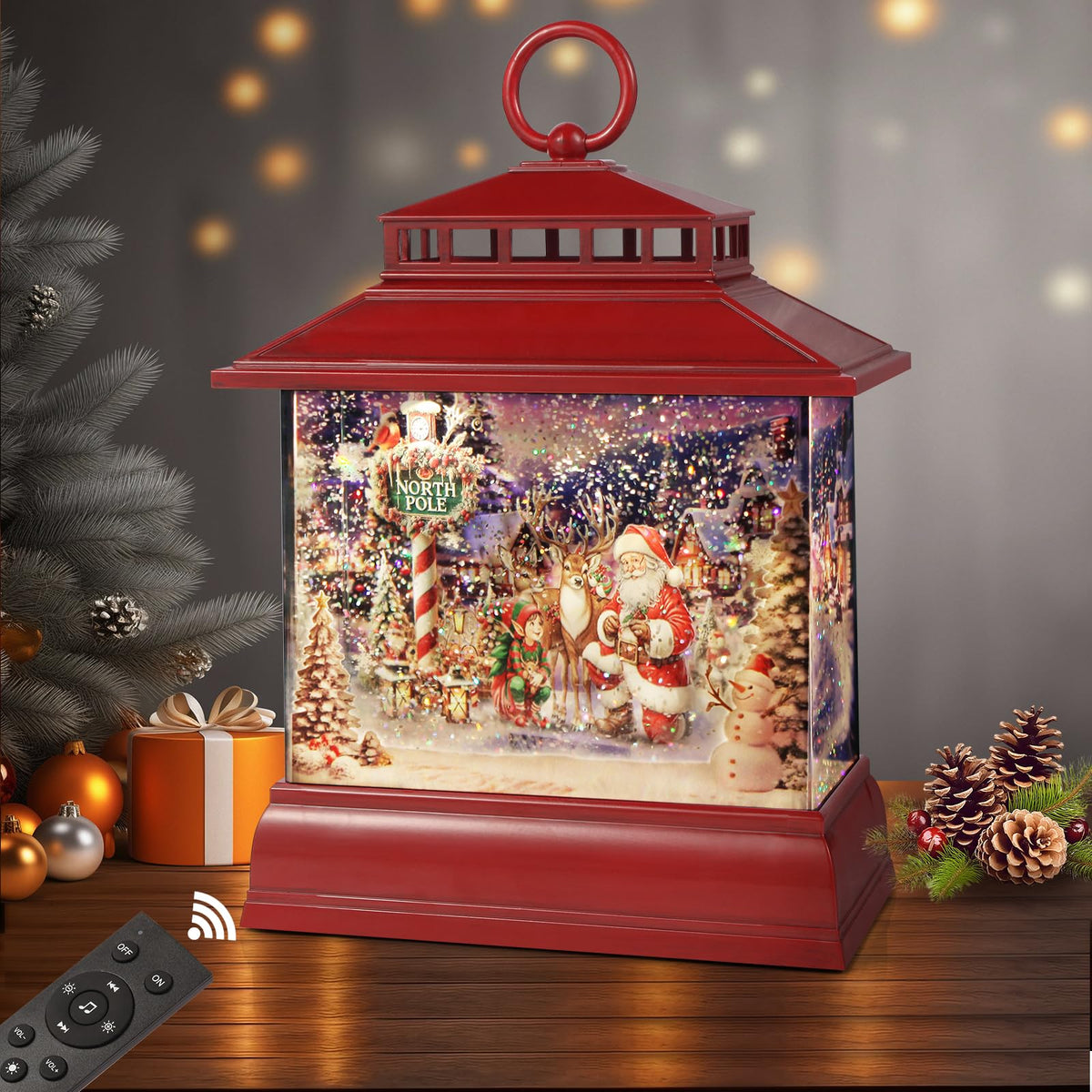 Christmas Snow Globe Lantern Water Glittering Lantern with 8 - Xyvoxme Official Imagery - 2