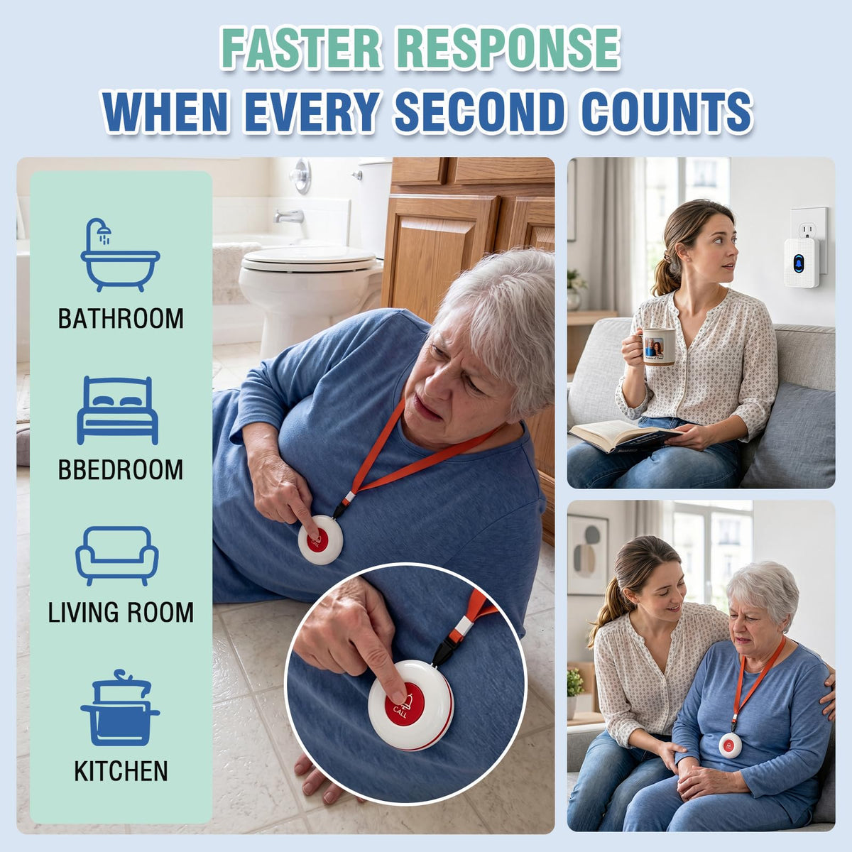 Daytech Wireless Wrist Pager Caregiver Call Button in Home - Daytech Official Imagery - 5