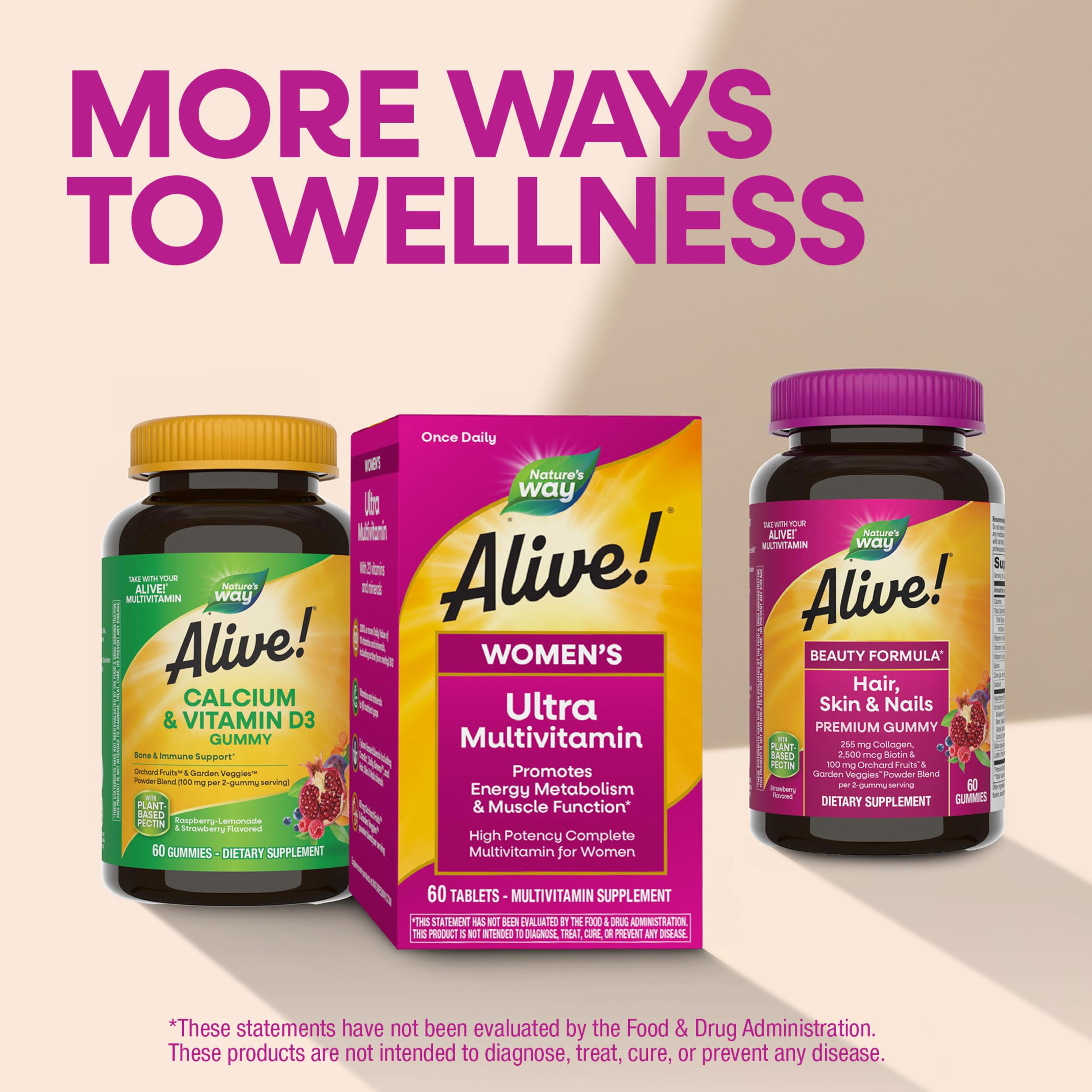 Nature's Way Alive! Women's Ultra Multivitamin bottle, high potency vitamin supplement for women, 60 count.