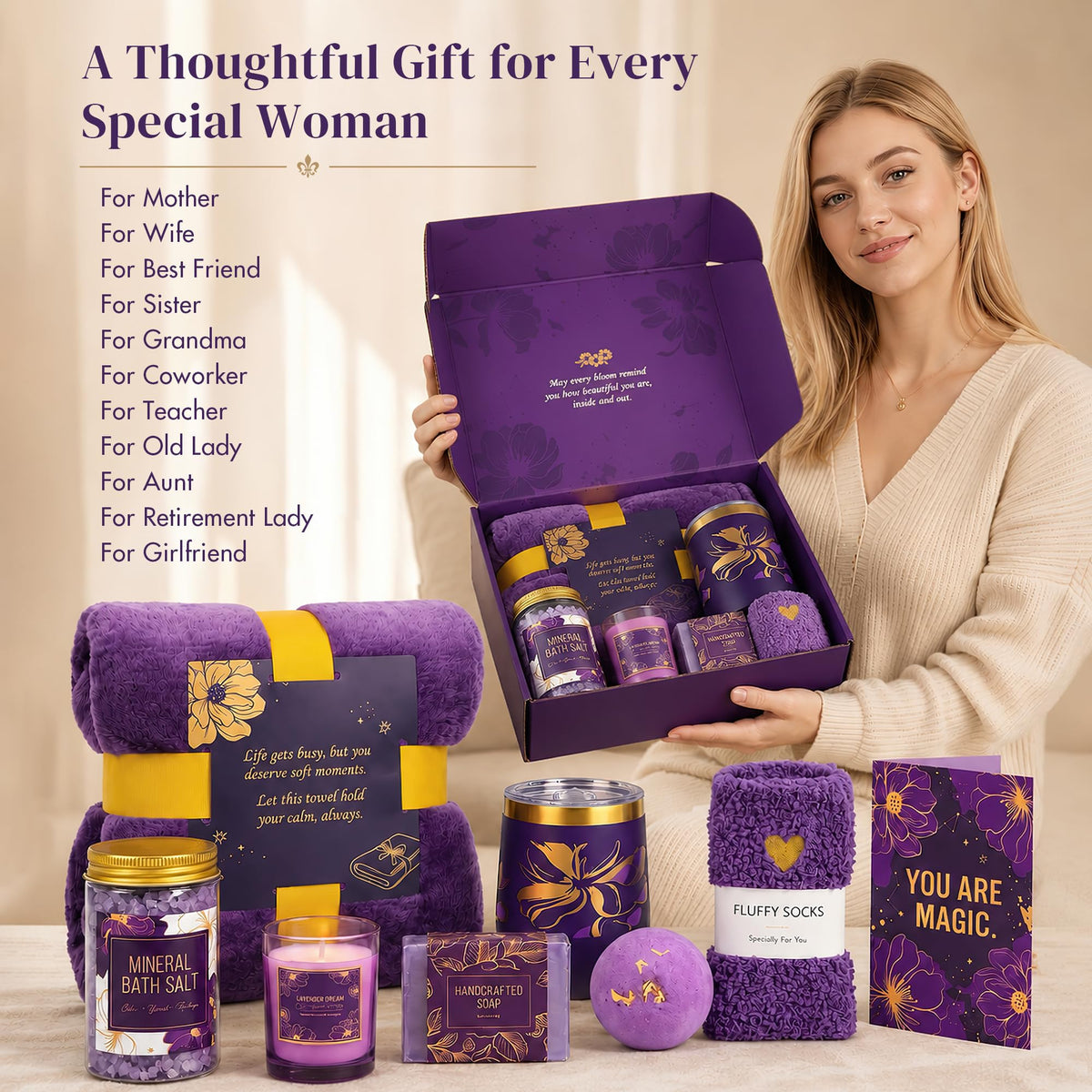Birthday Gifts for Women Christmas Spa Self Care Gift Basket - SNAFWNE Official Imagery - 5