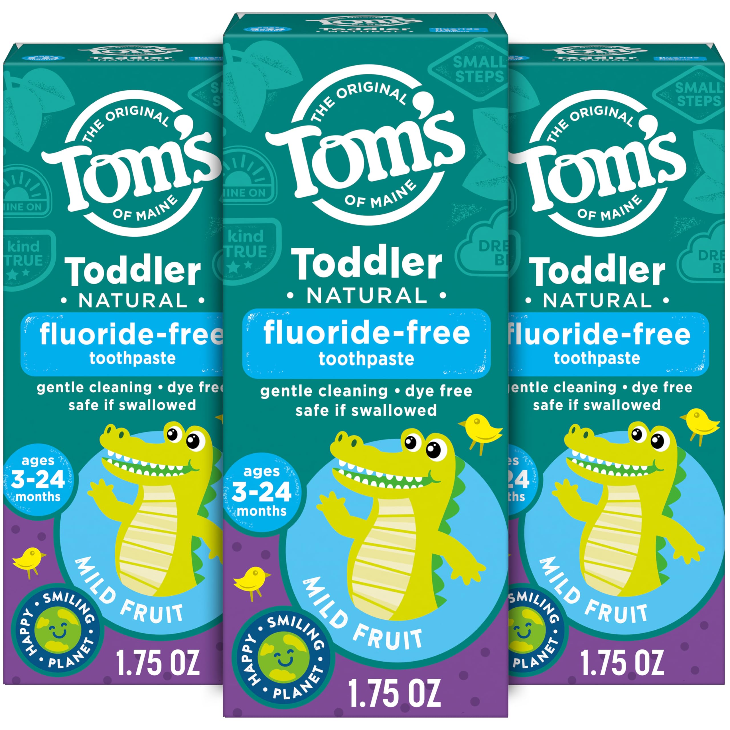 Tom's of Maine Toddler Fluoride Free Toothpaste, Mild Fruit, 3 - Product Imagery