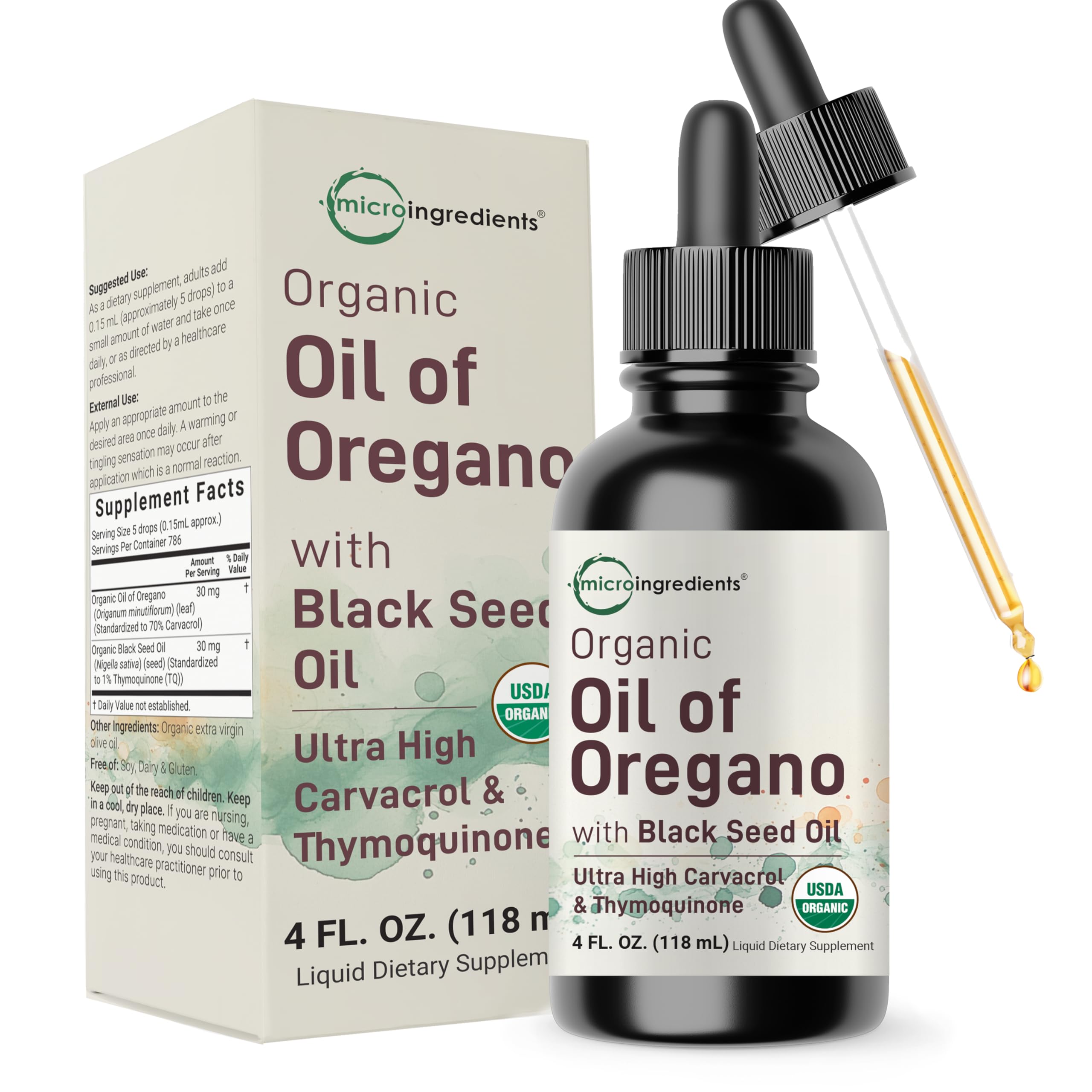 Organic Oil of Oregano & Black Seed Oil Drops | 2-Year Supply