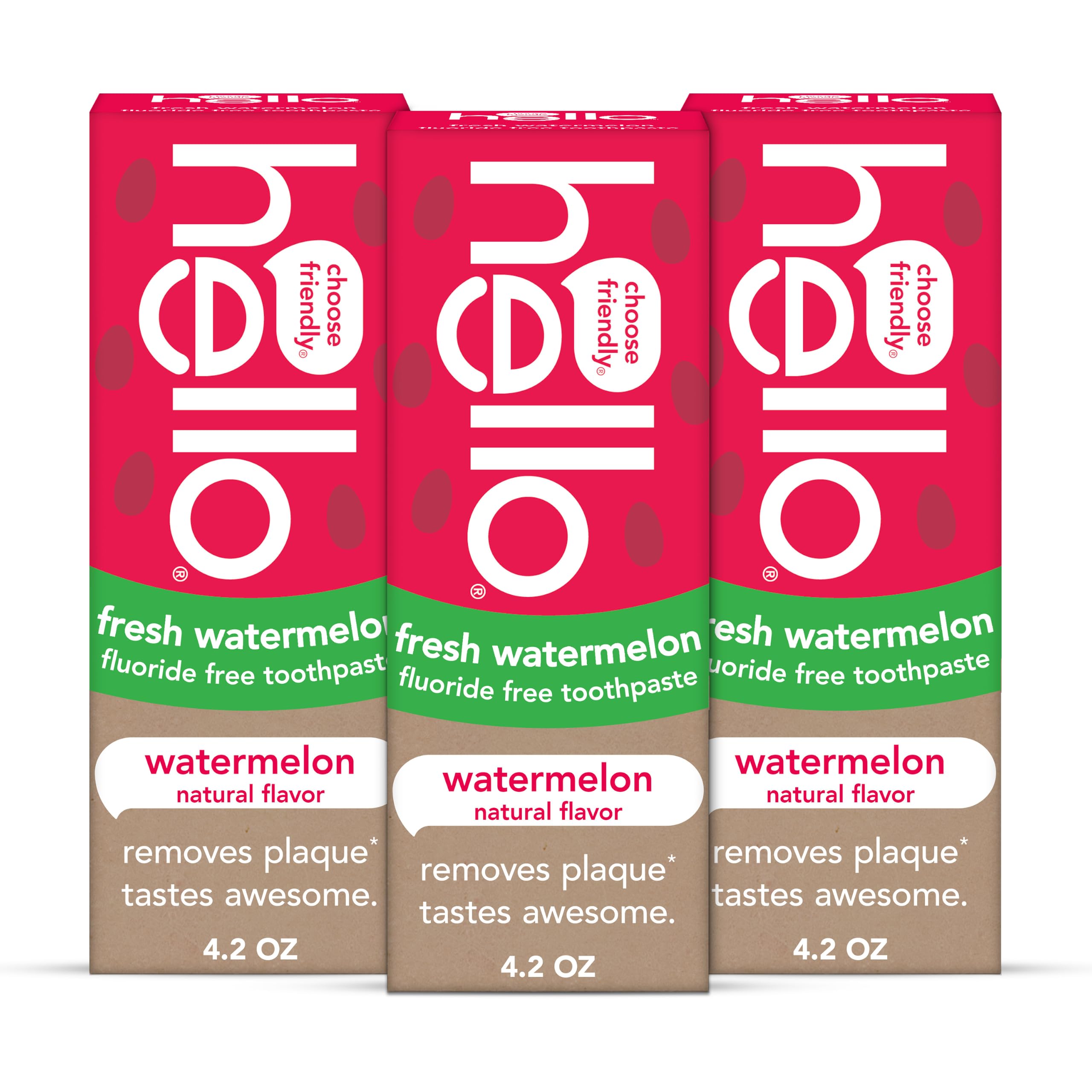 hello Kids Fluoride Free Toothpaste, Fresh Watermelon, 3 Pack, - Product Imagery