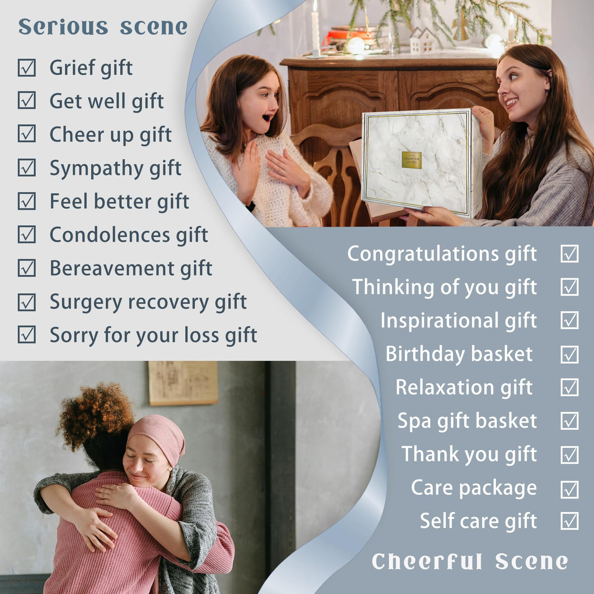 AHAGIFTREE Get Well Soon Gift Baskets For Women,12PC Get Well Gifts for Women After Surgery,Birthday Gifts,Care Package,