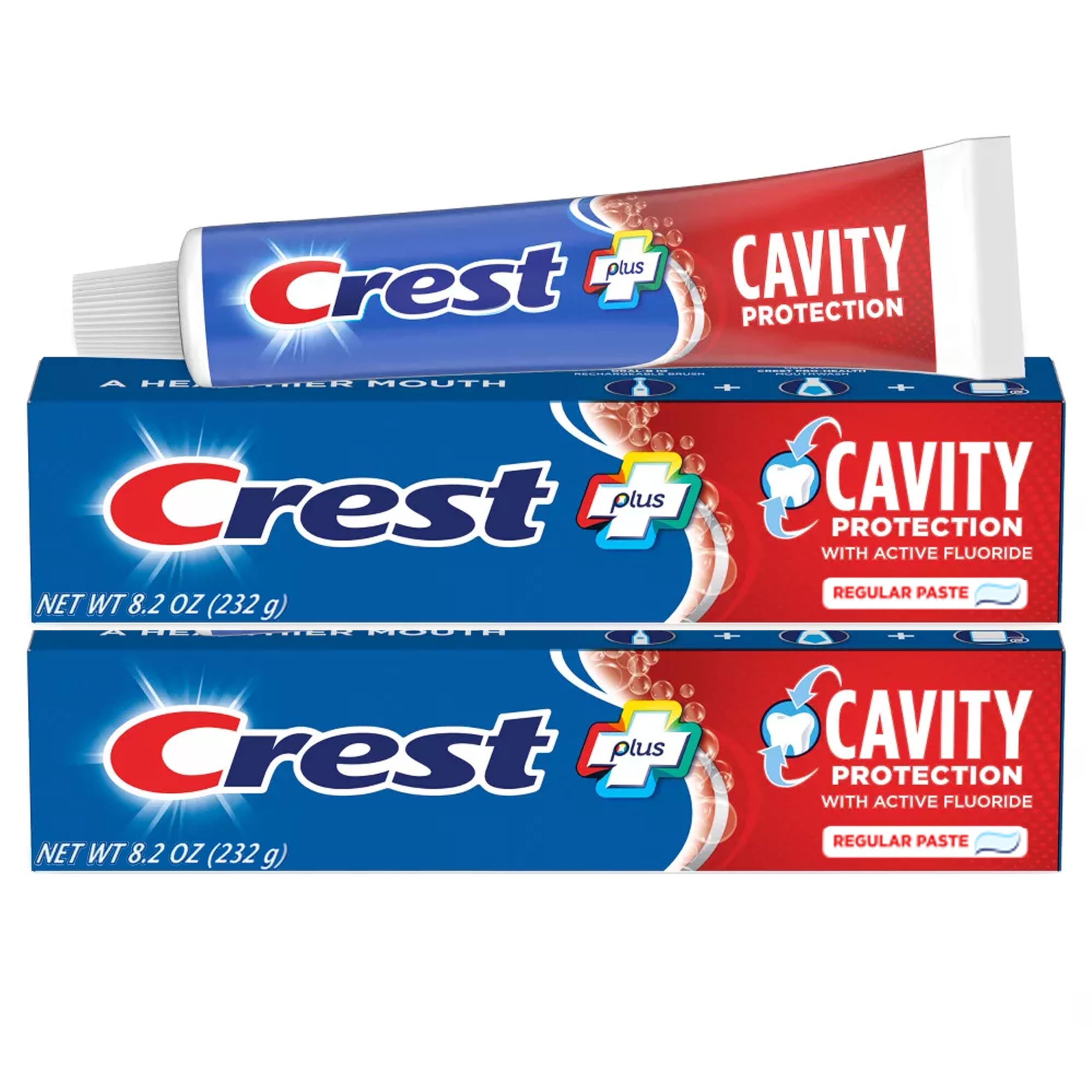 Crest Toothpaste 8.2 Ounce Cavity Protection Regular (Pack of 2) - Product Imagery