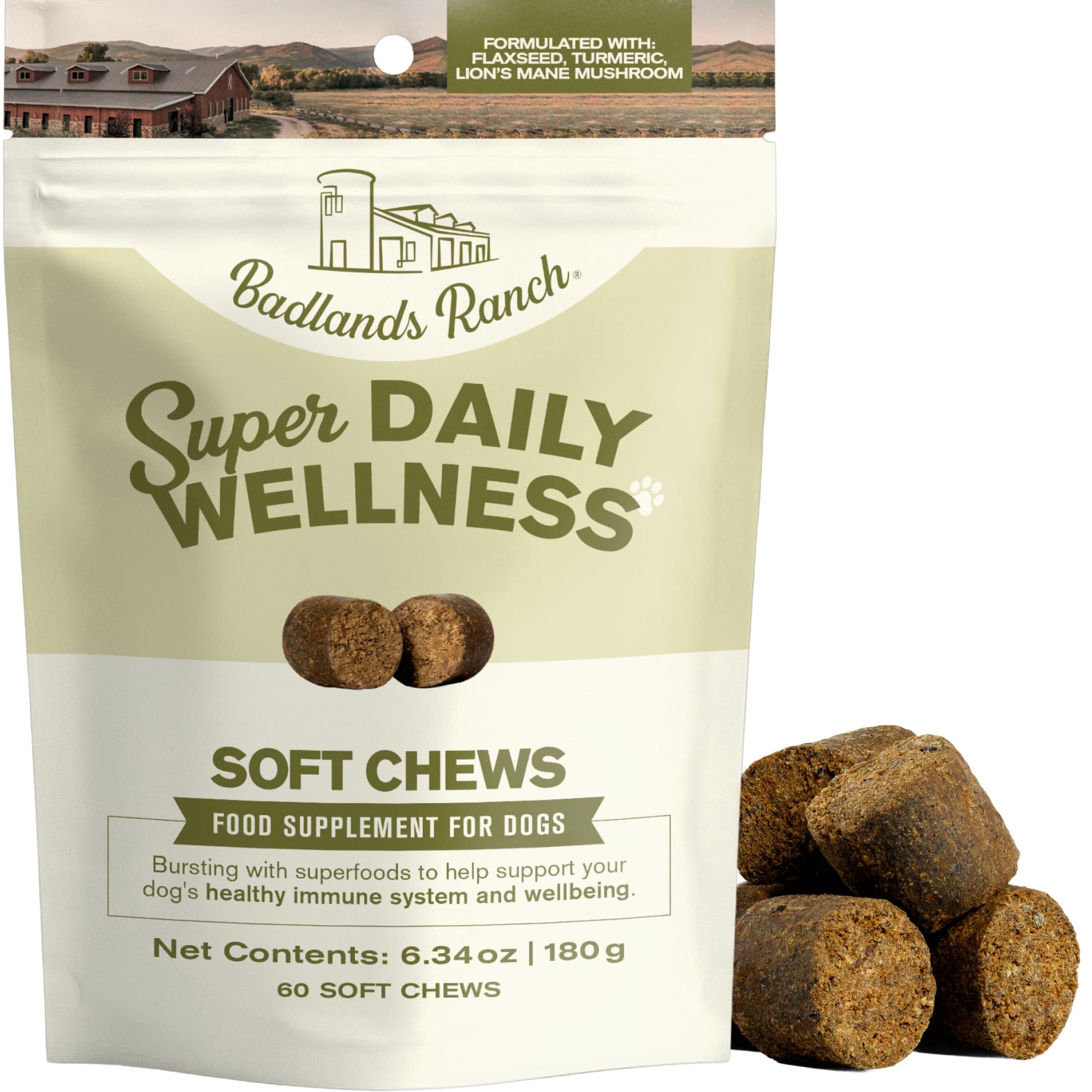Badlands Ranch Super Daily Wellness Soft Chews for Dogs, 60 Chews - Product Imagery