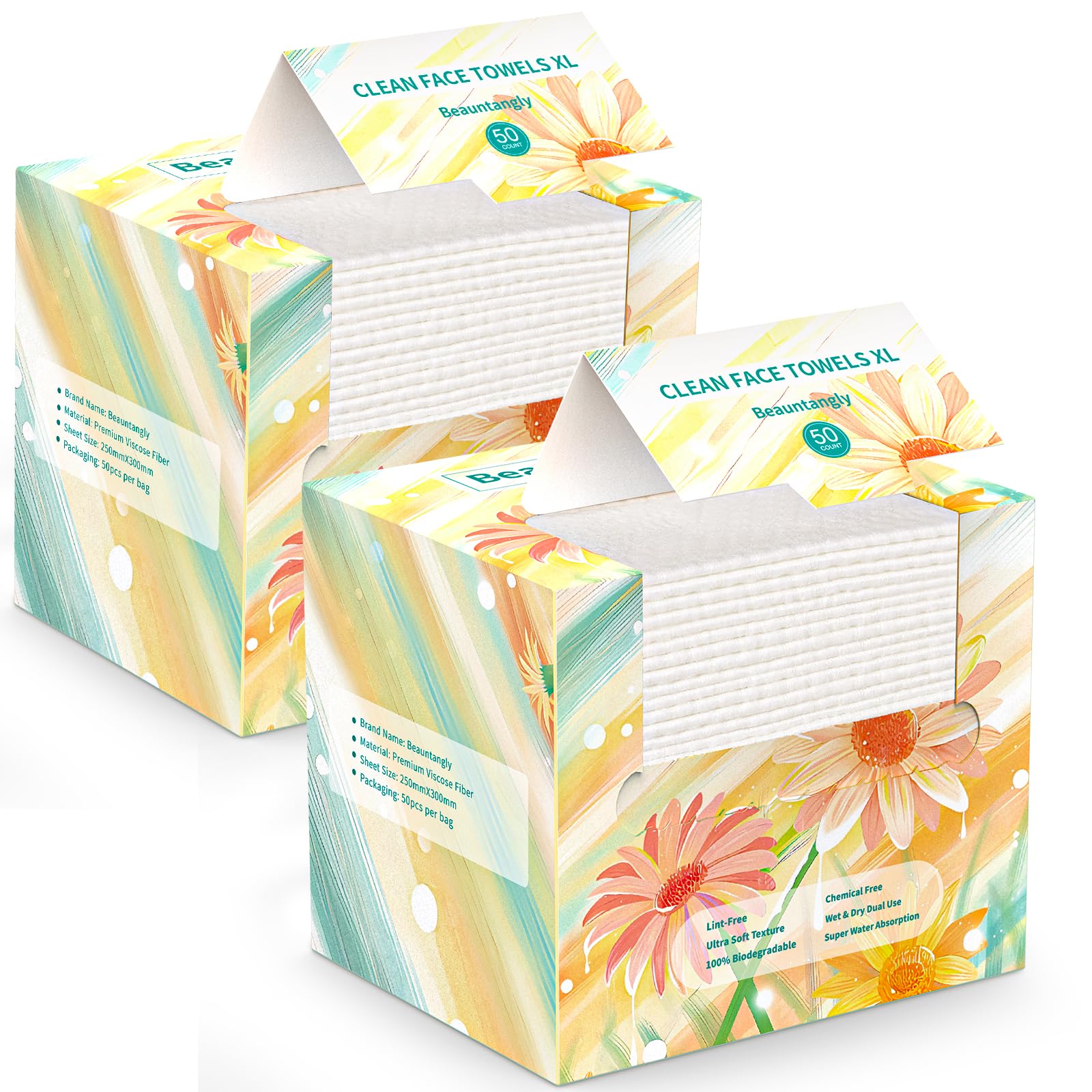 Beauntangly Disposable Face Towel, XL Facial Towelettes Soft - Product Imagery